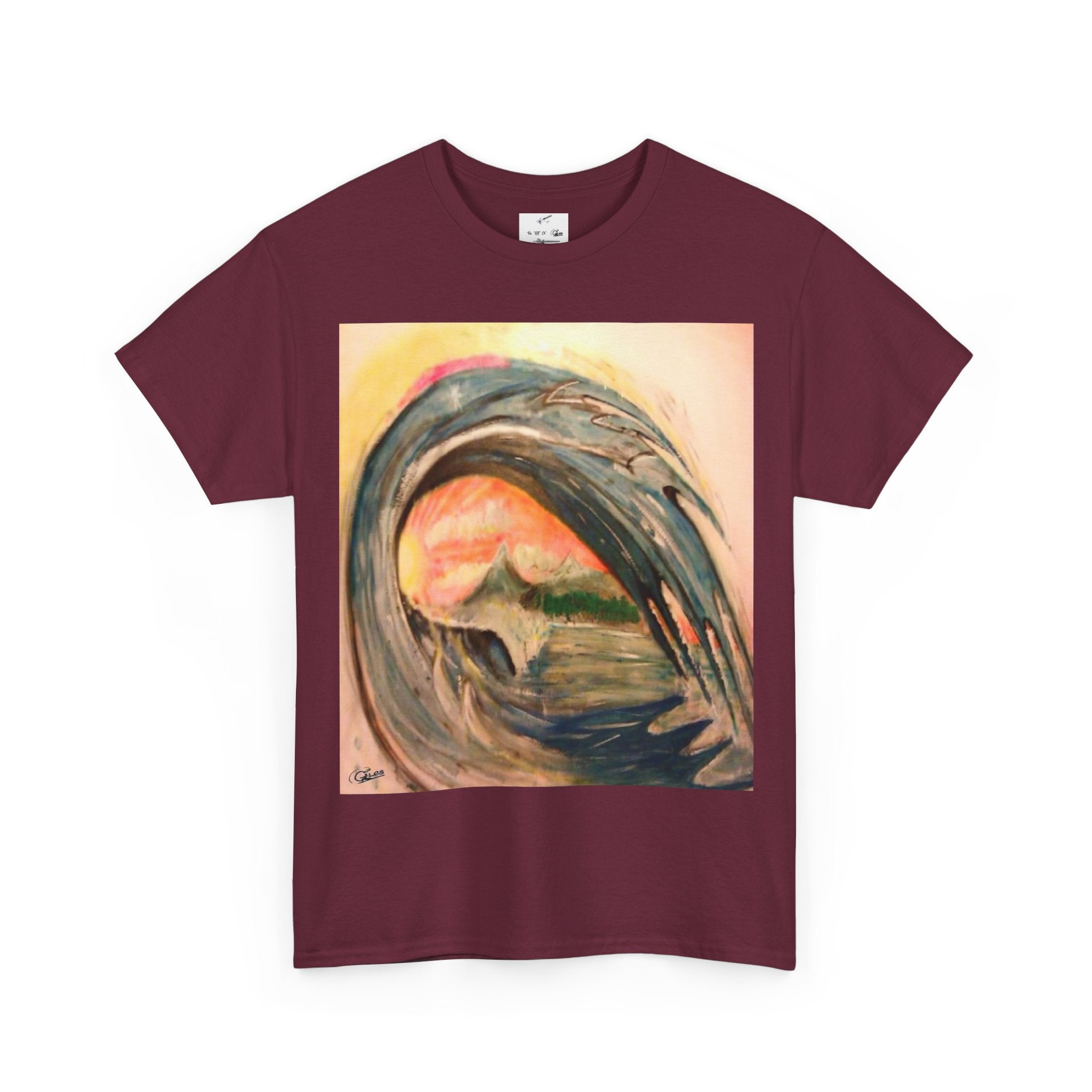 Surf Wave Art T-Shirt — Sunset Ocean Painting Tee