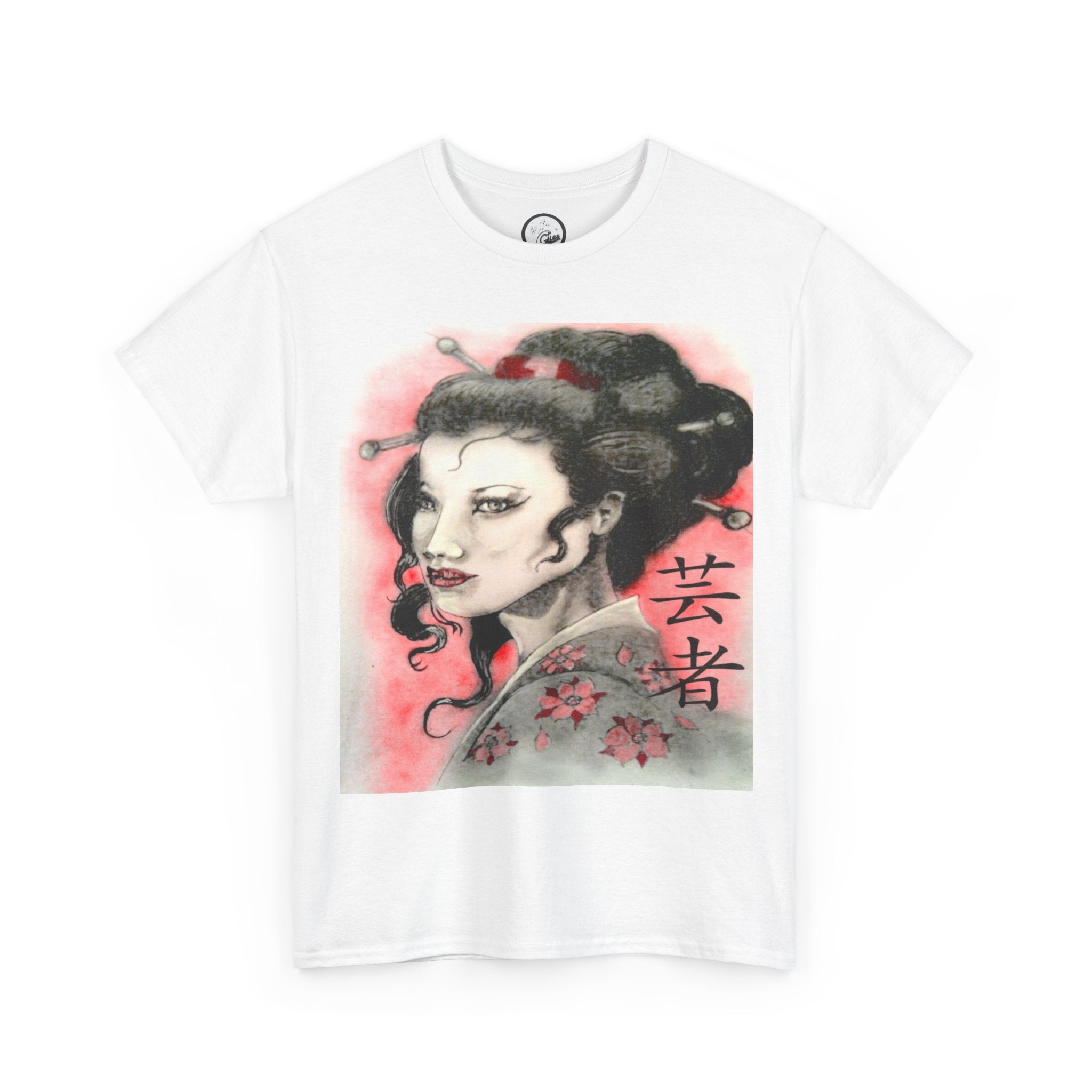 Geisha Portrait T-Shirt — Vintage Japanese Art Tee with Kanji