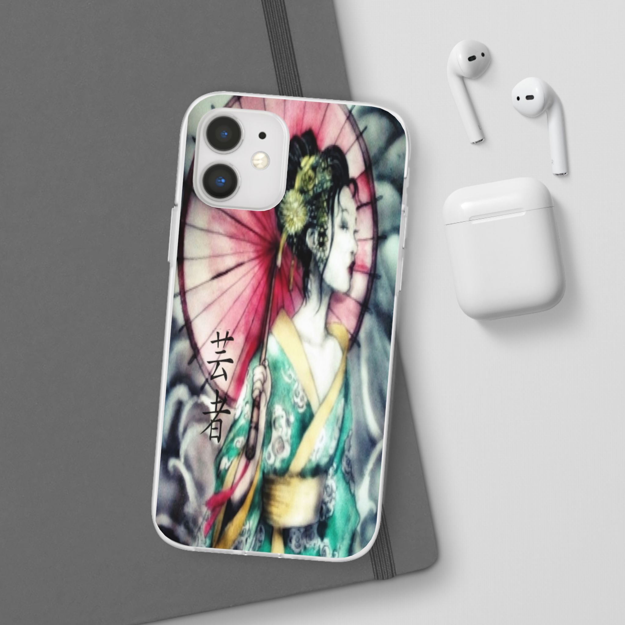 Geisha Art Phone Case — Japanese Parasol iPhone Flexi Case