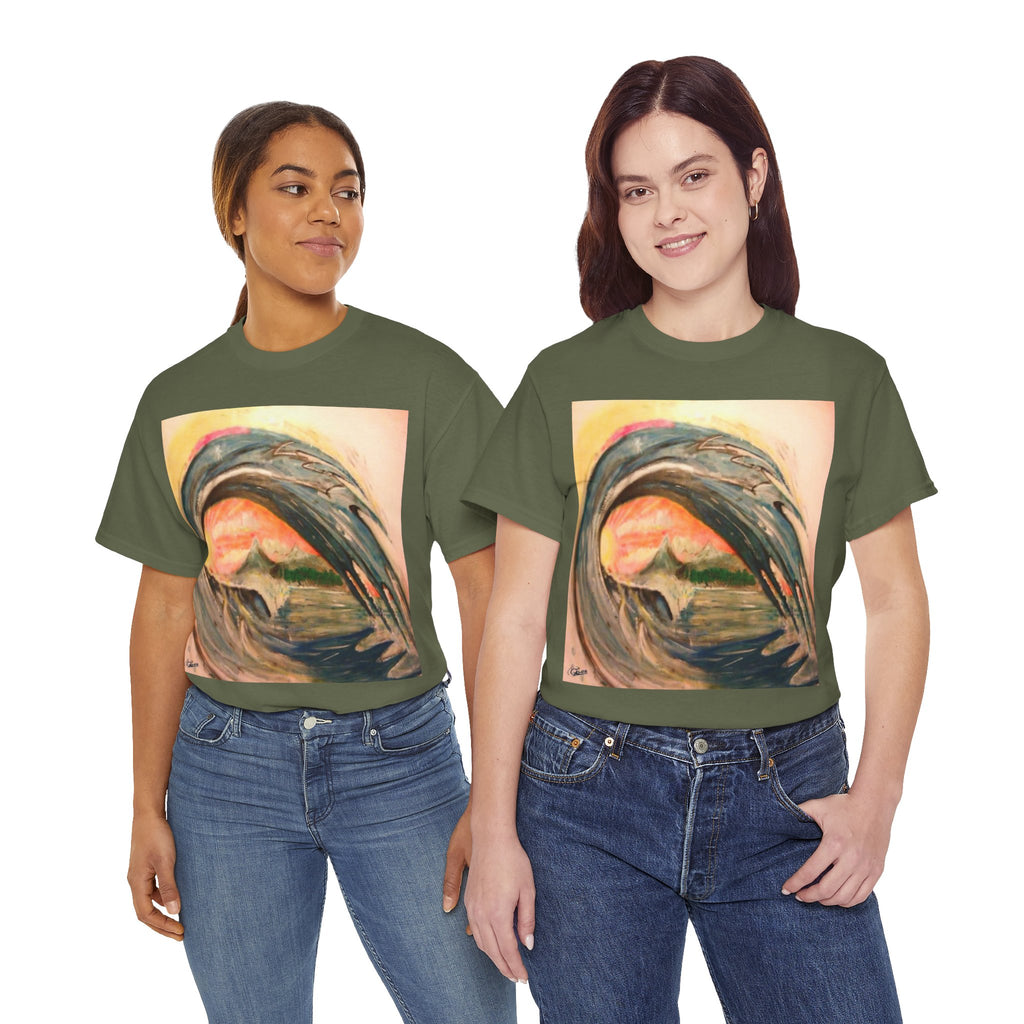 Surf Wave Art T-Shirt — Sunset Ocean Painting Tee