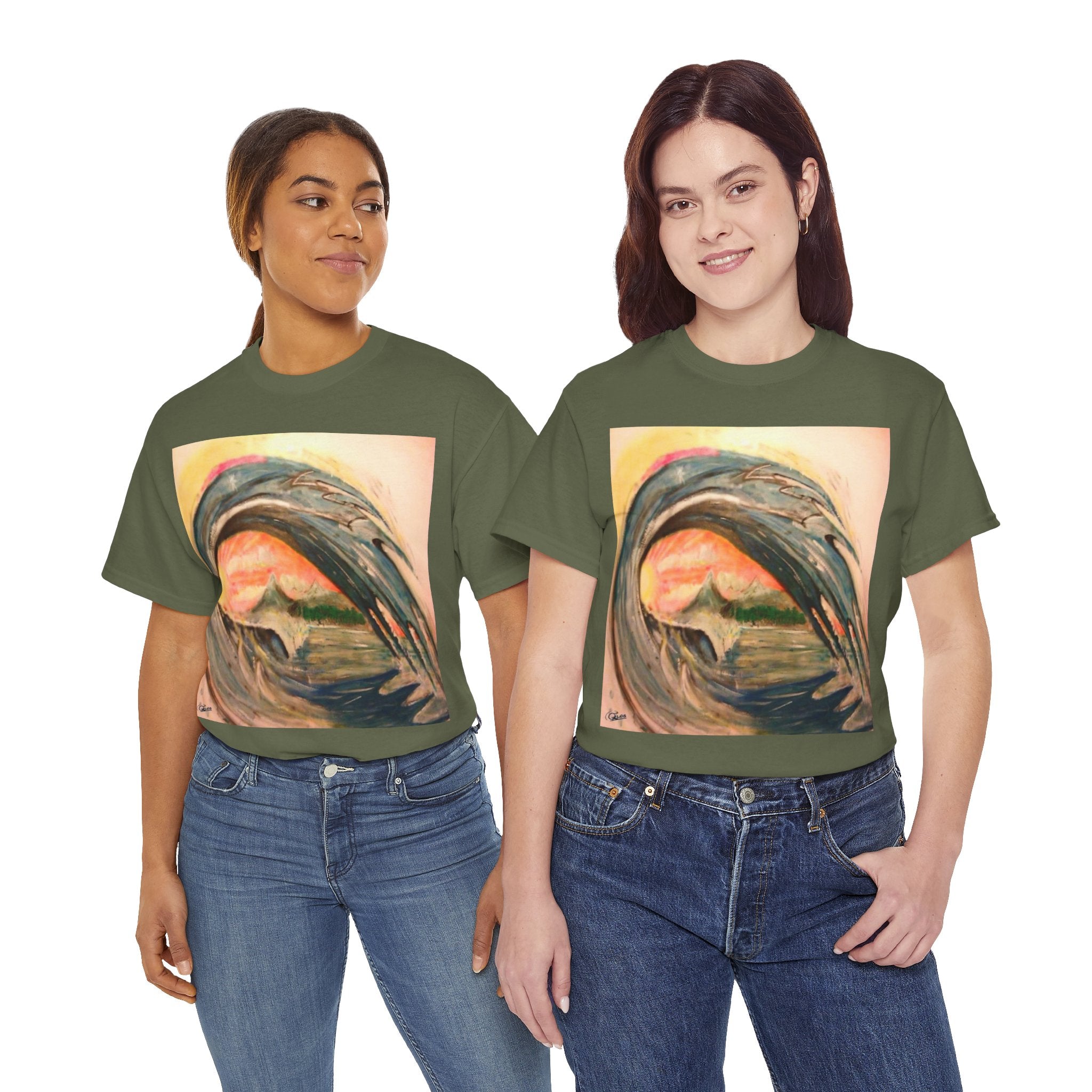 Surf Wave Art T-Shirt — Sunset Ocean Painting Tee