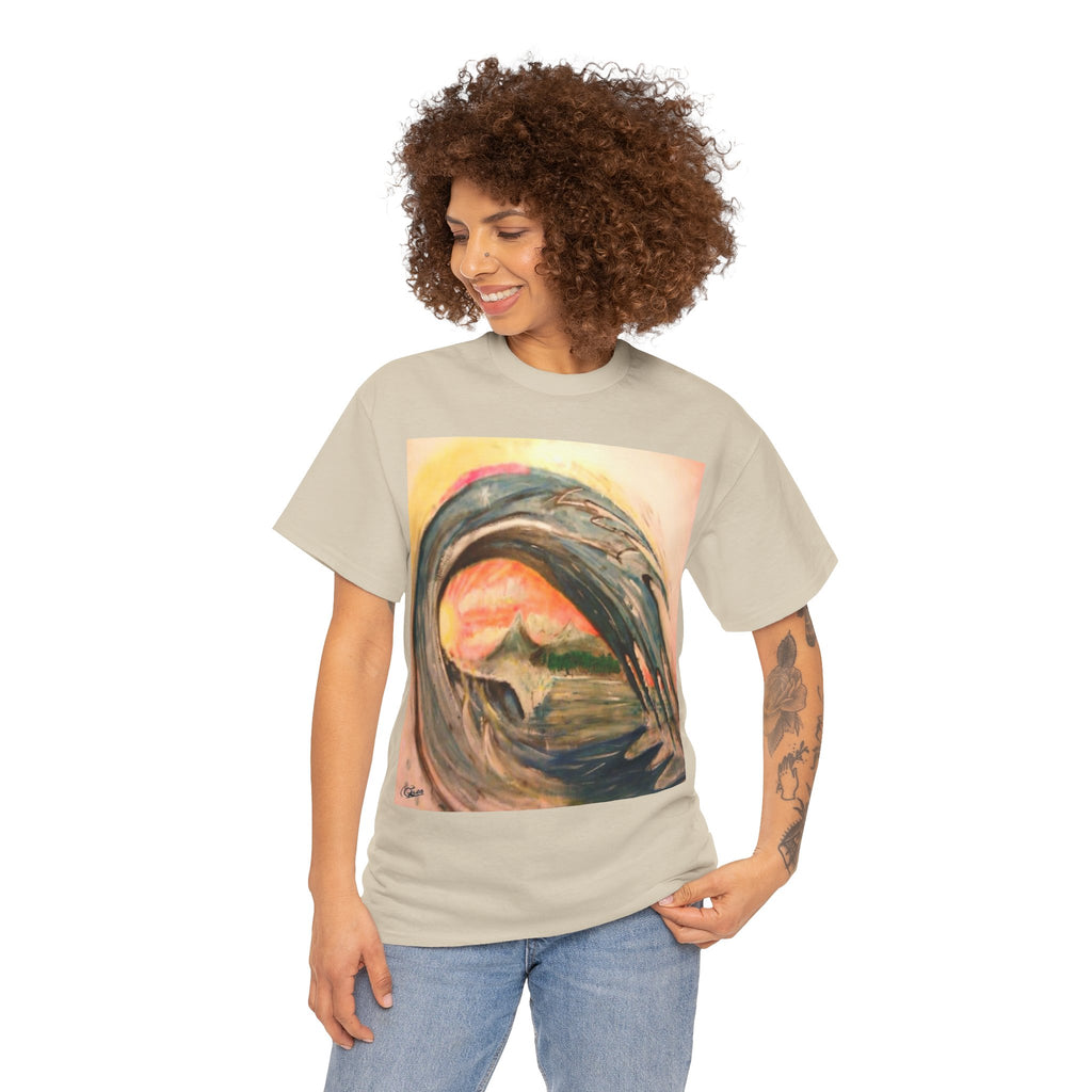 Surf Wave Art T-Shirt — Sunset Ocean Painting Tee