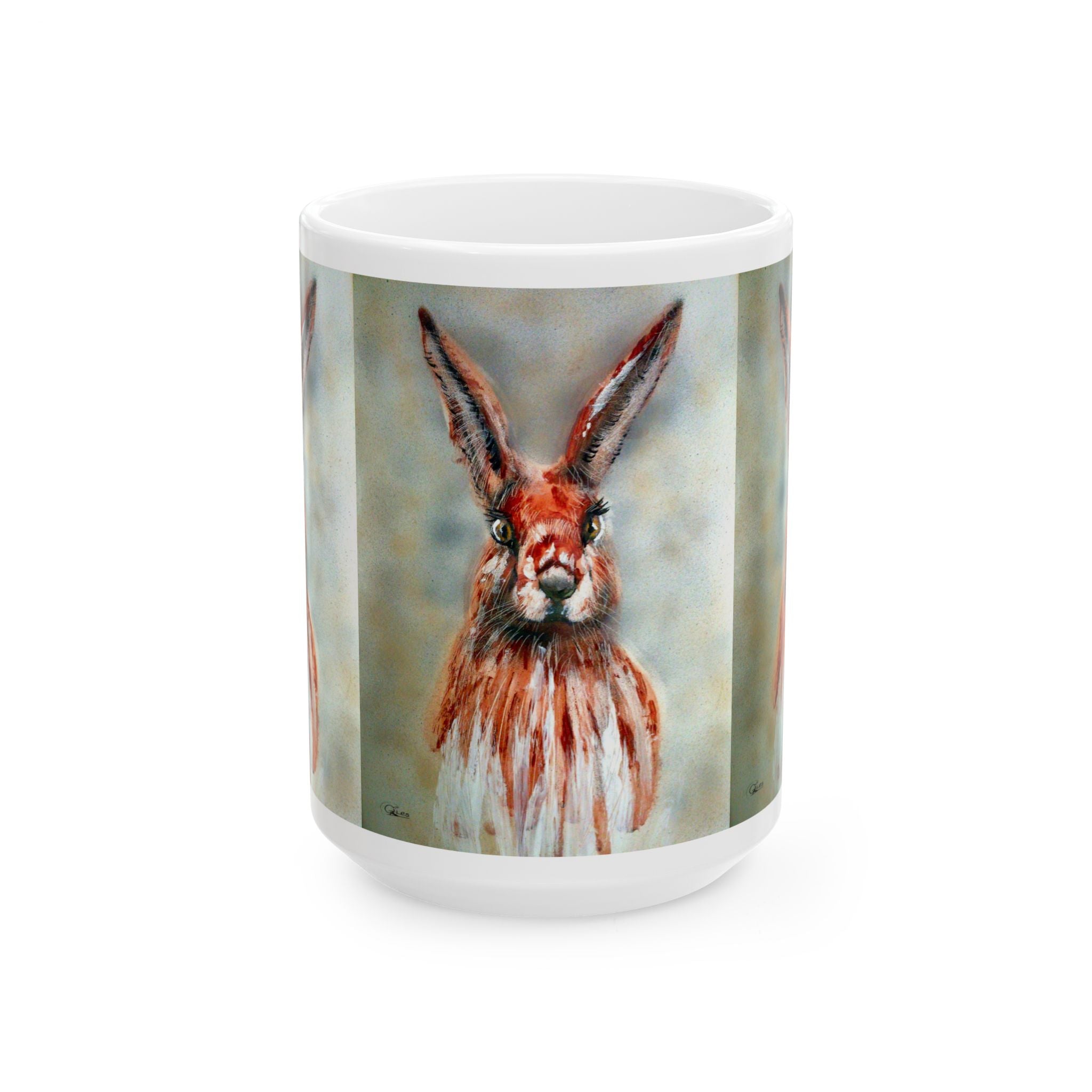 Hare Portrait Ceramic Mug – Whimsical Rabbit Art Coffee Cup (11oz & 15oz)