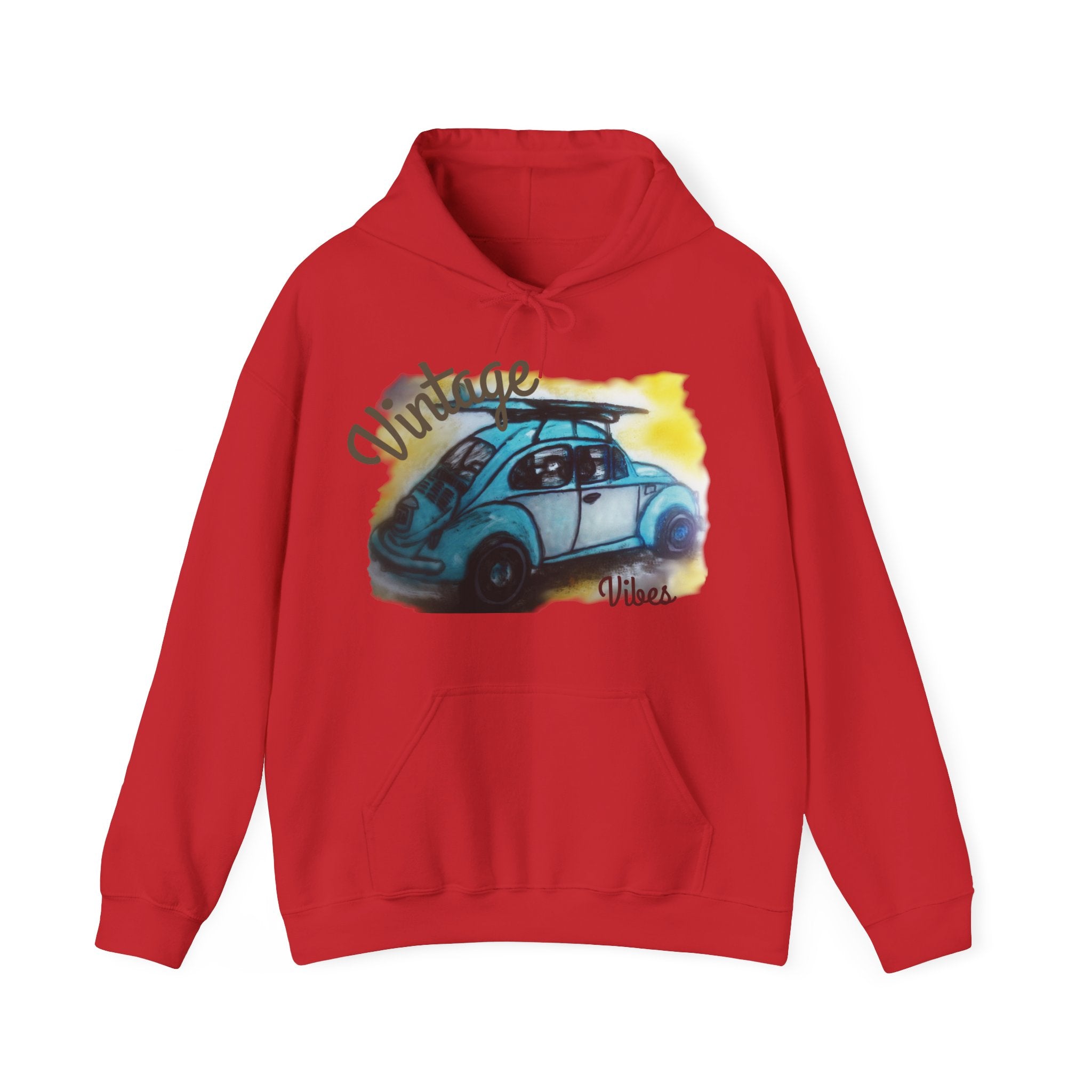 Vintage Beetle Hoodie – Retro Blue Car Graphic Sweatshirt