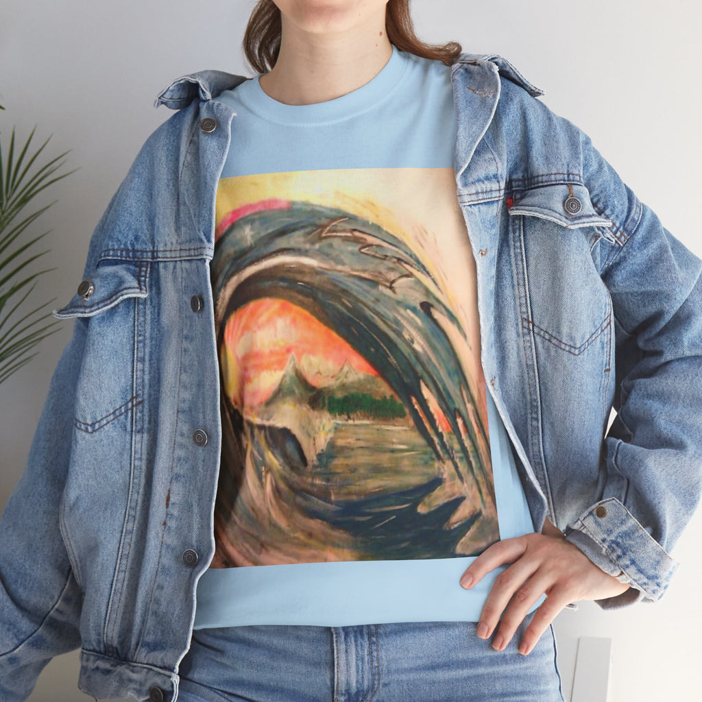 Surf Wave Art T-Shirt — Sunset Ocean Painting Tee