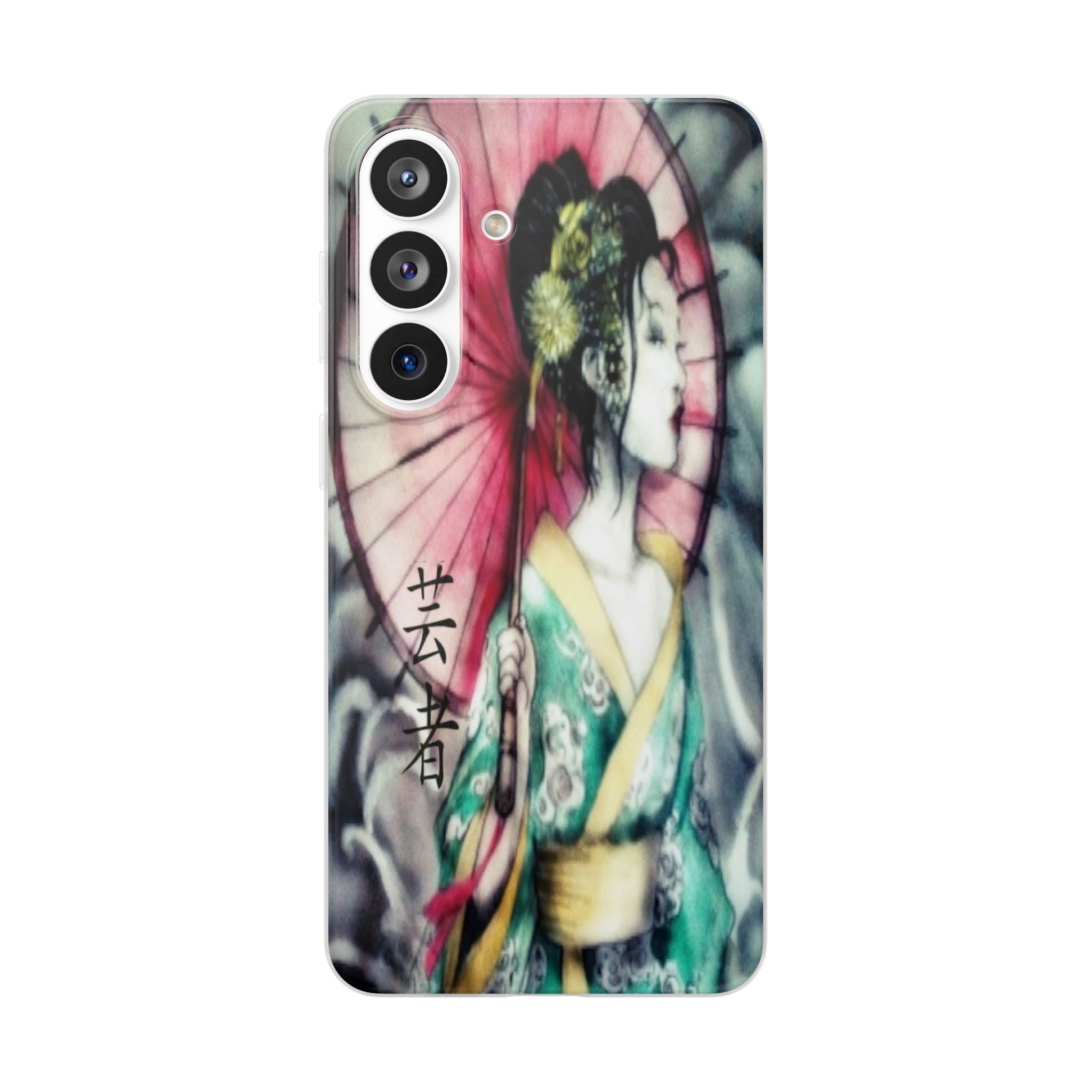 Geisha Art Phone Case — Japanese Parasol iPhone Flexi Case