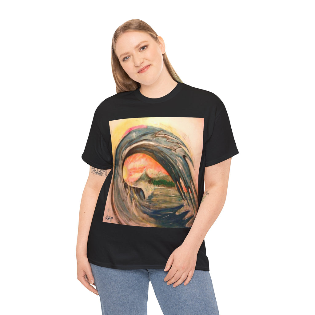 Surf Wave Art T-Shirt — Sunset Ocean Painting Tee