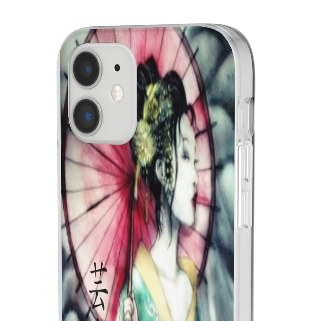 Geisha Art Phone Case — Japanese Parasol iPhone Flexi Case