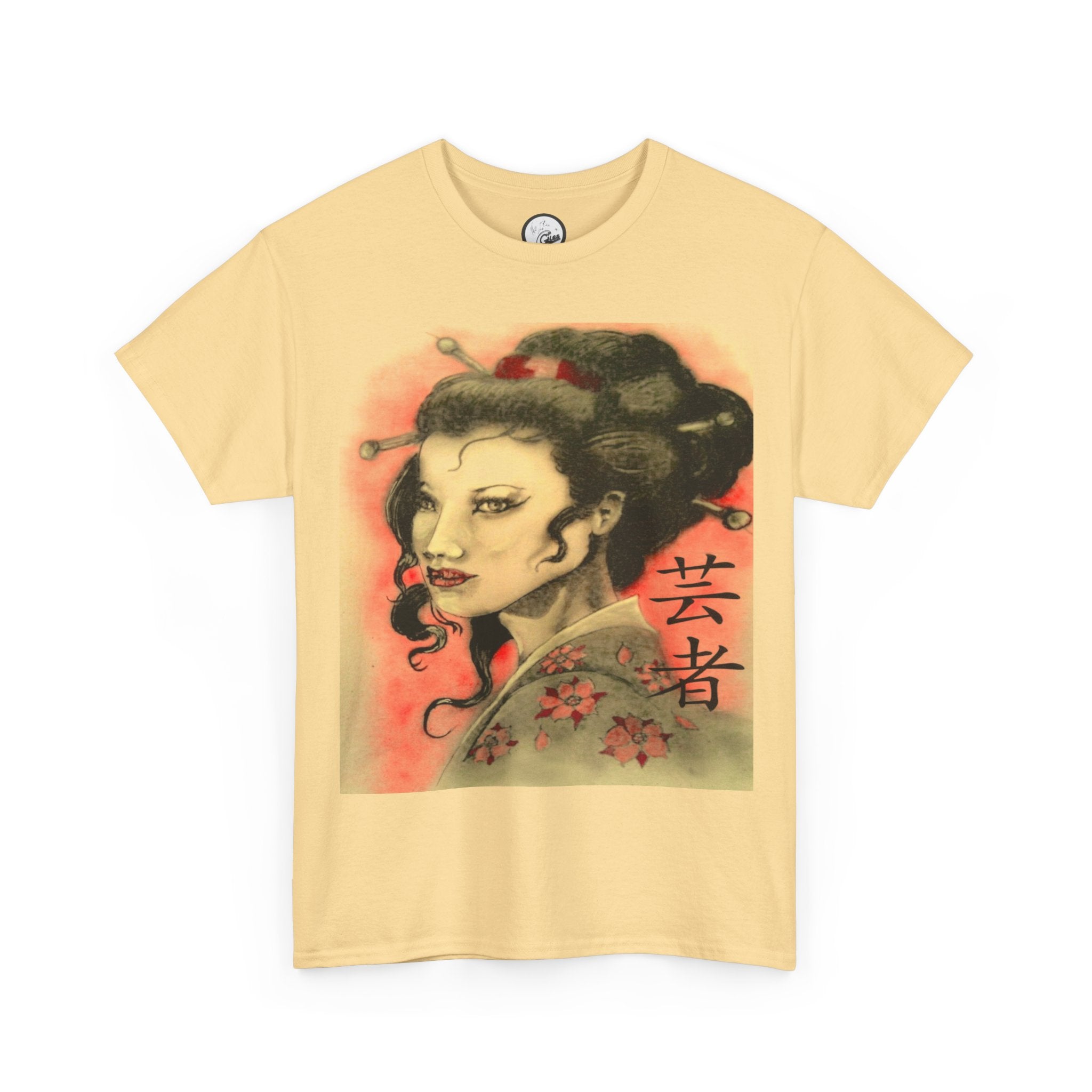 Geisha Portrait T-Shirt — Vintage Japanese Art Tee with Kanji