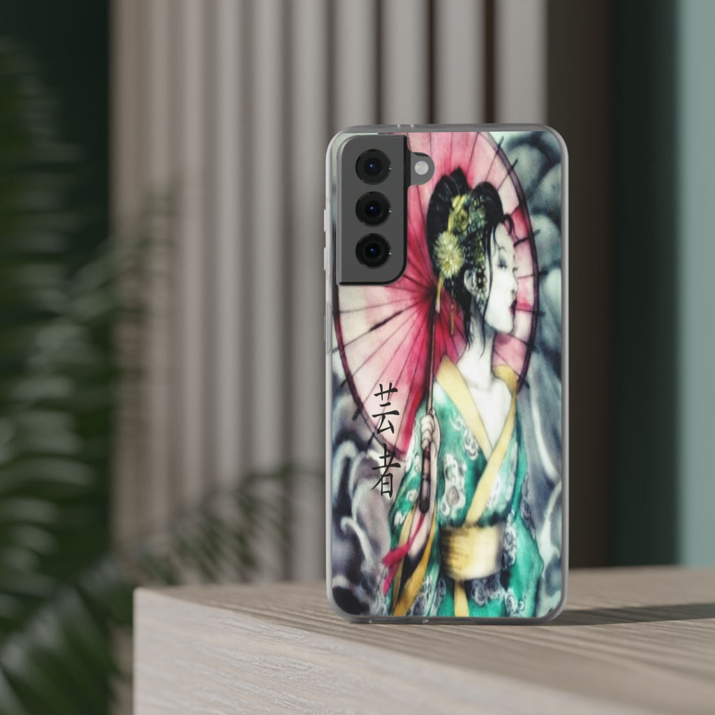 Geisha Art Phone Case — Japanese Parasol iPhone Flexi Case