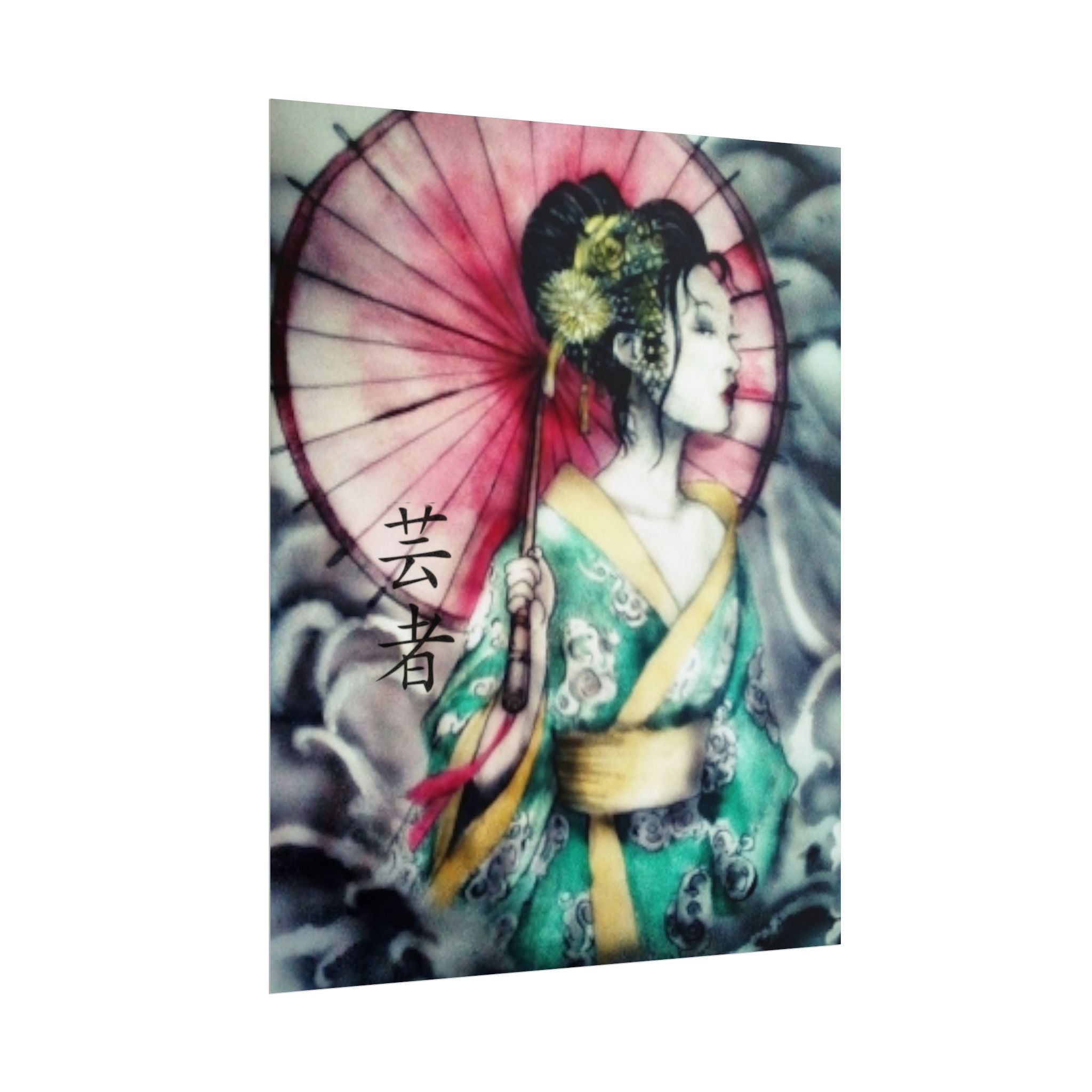 Geisha Umbrella Art Poster — Japanese Geisha Wall Decor Rolled Poster