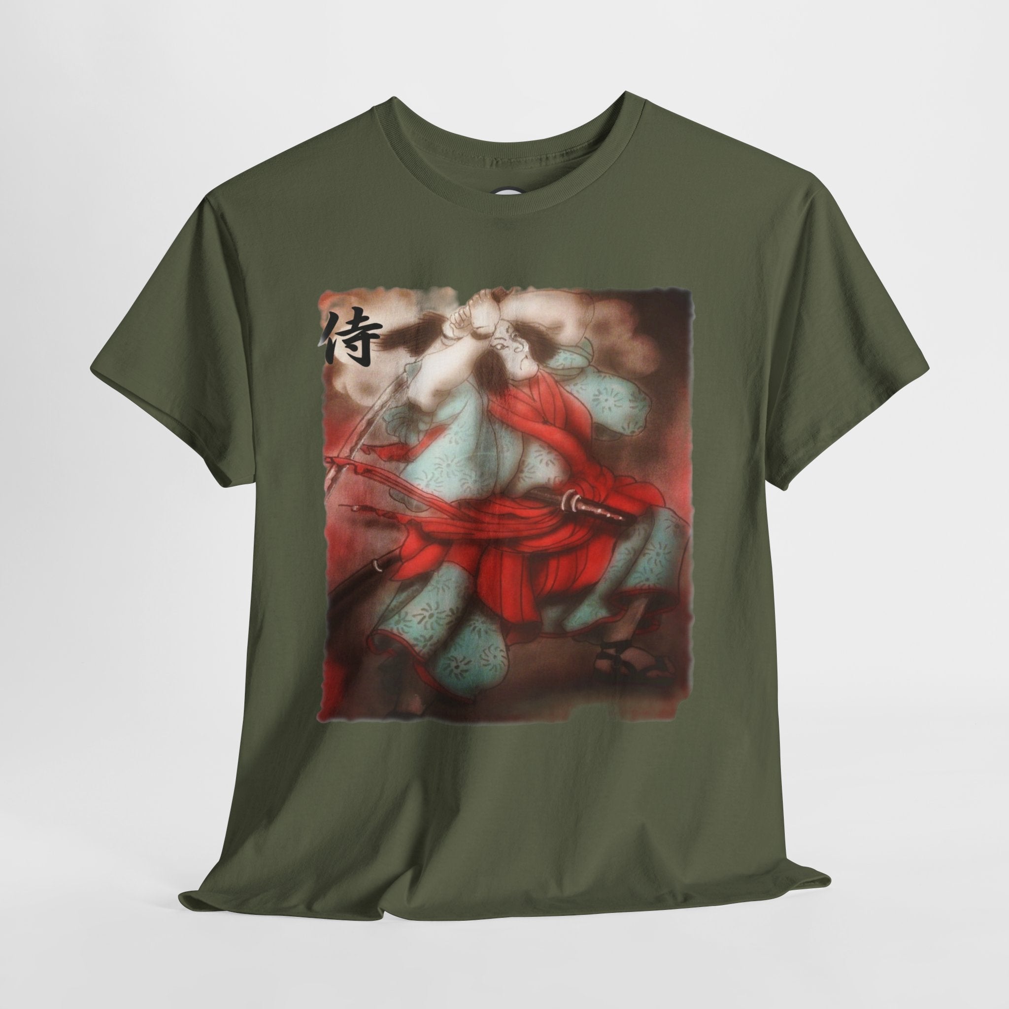Samurai Warrior T-Shirt — Vintage Red Kimono Illustration (侍)