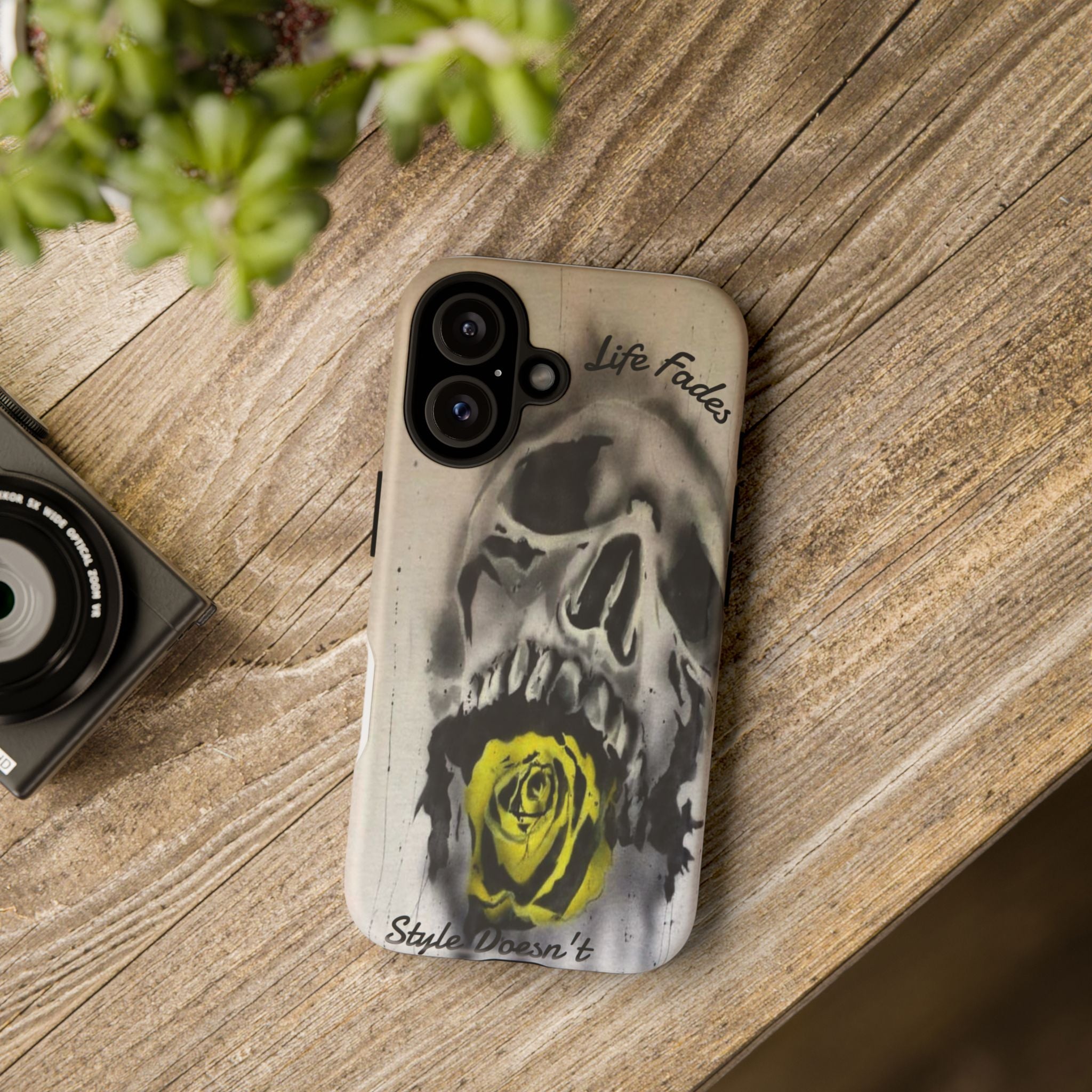 Skull & Rose Tough Case — “Life Fades. Style Doesn’t.” Phone Cover
