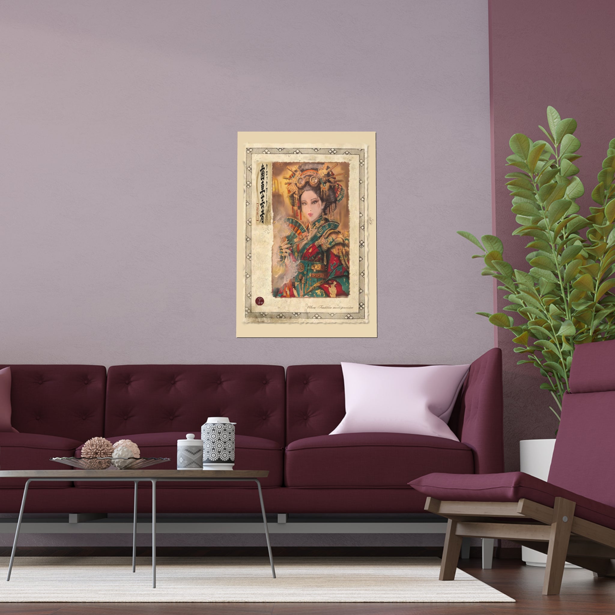 Silk Poster - Vintage Geisha Art Print for Indoor & Outdoor Decor