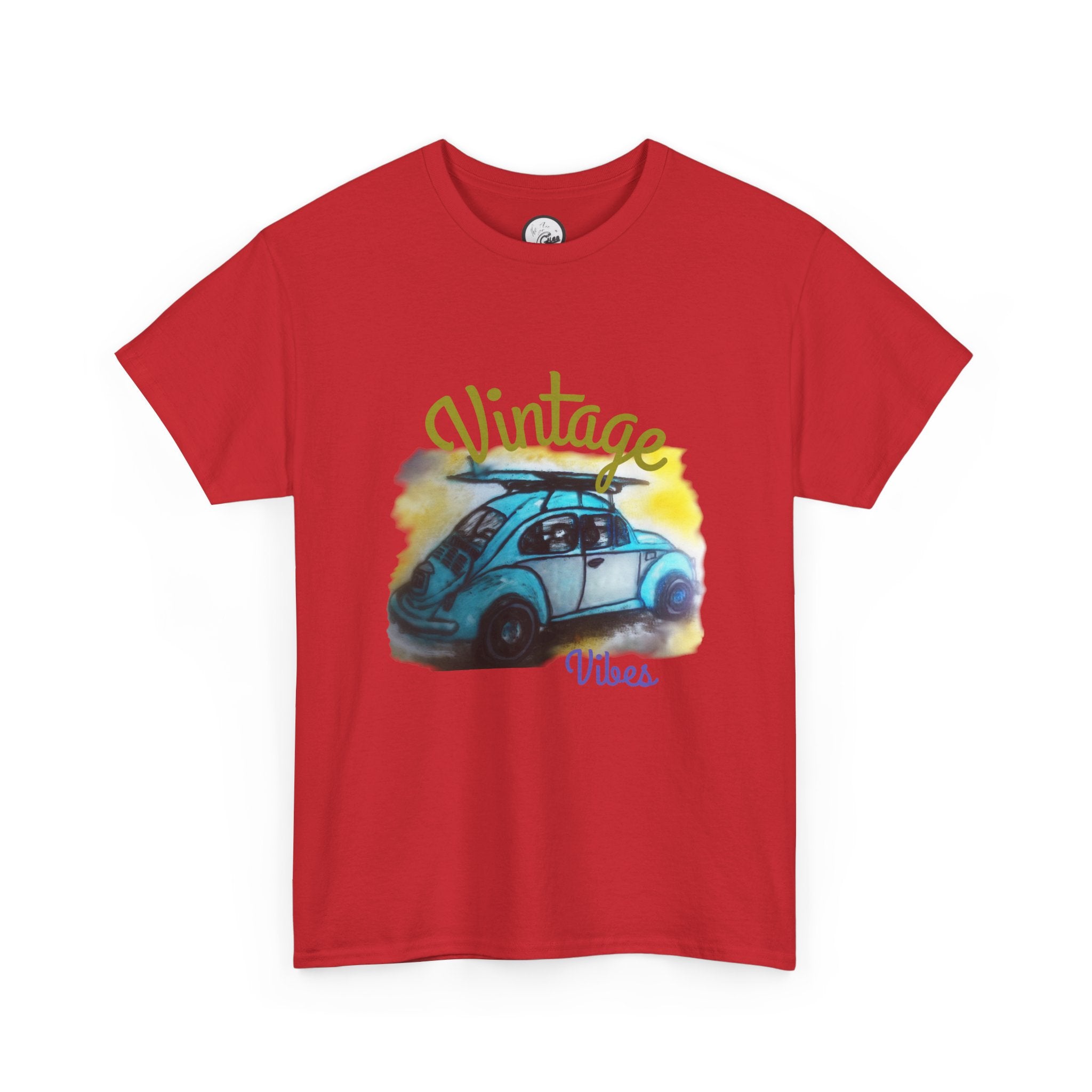 Vintage Vibes T-Shirt — Retro Blue Beetle Car Graphic Tee