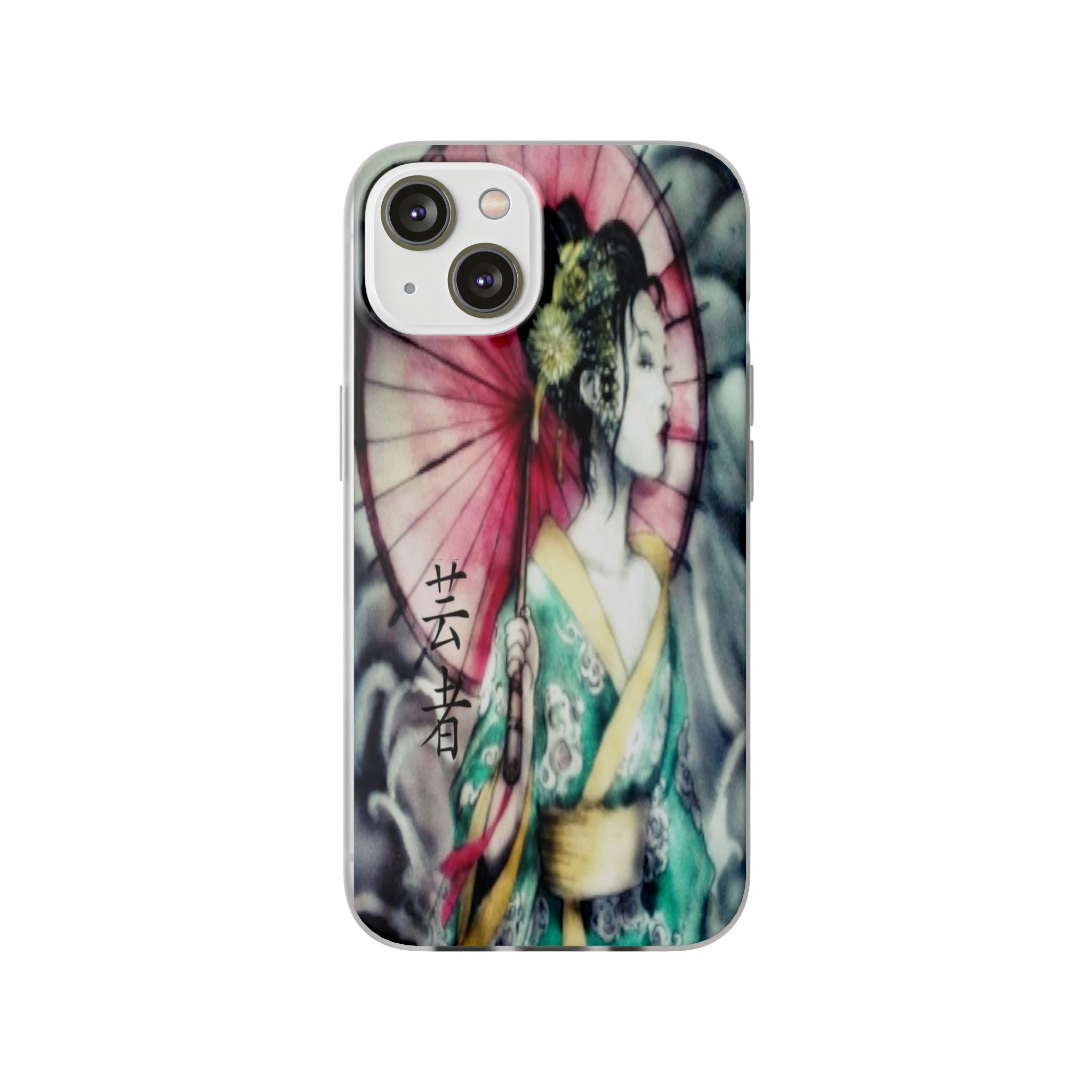Geisha Art Phone Case — Japanese Parasol iPhone Flexi Case