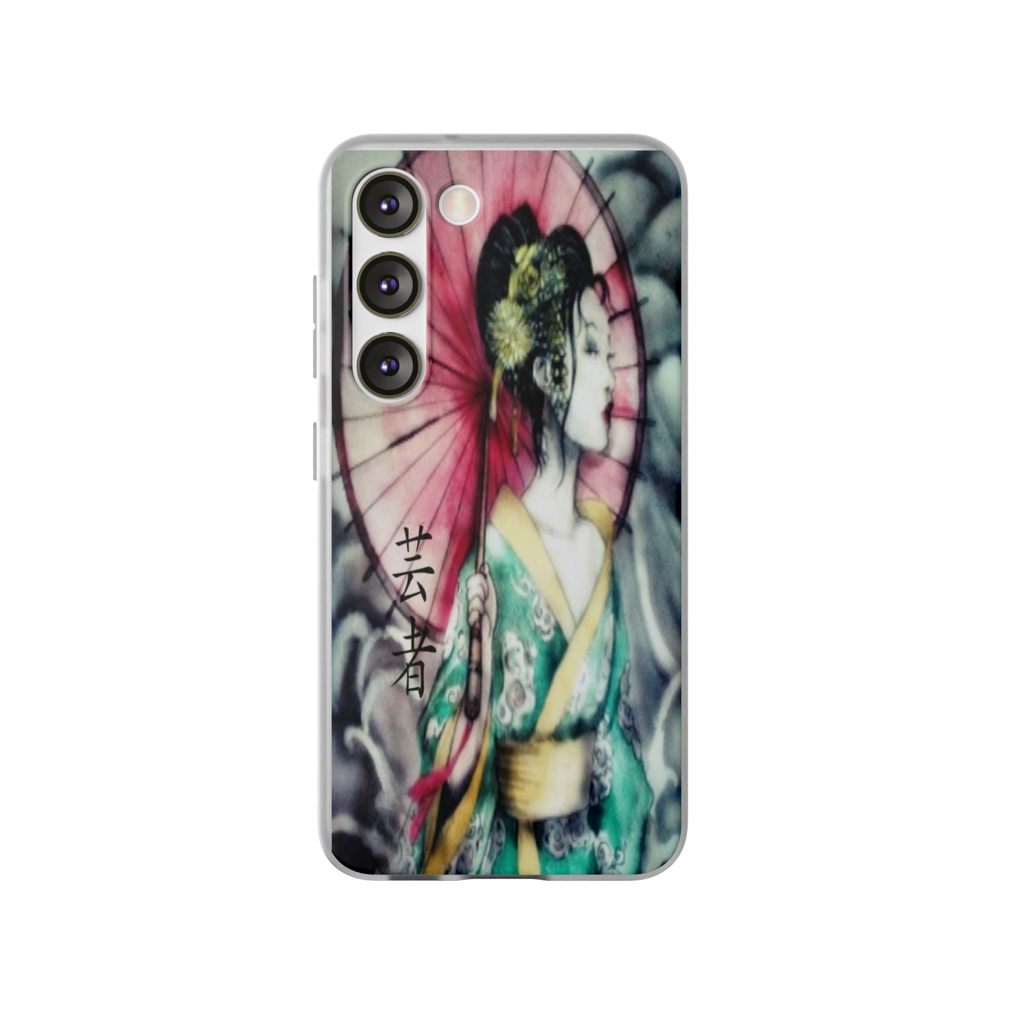 Geisha Art Phone Case — Japanese Parasol iPhone Flexi Case