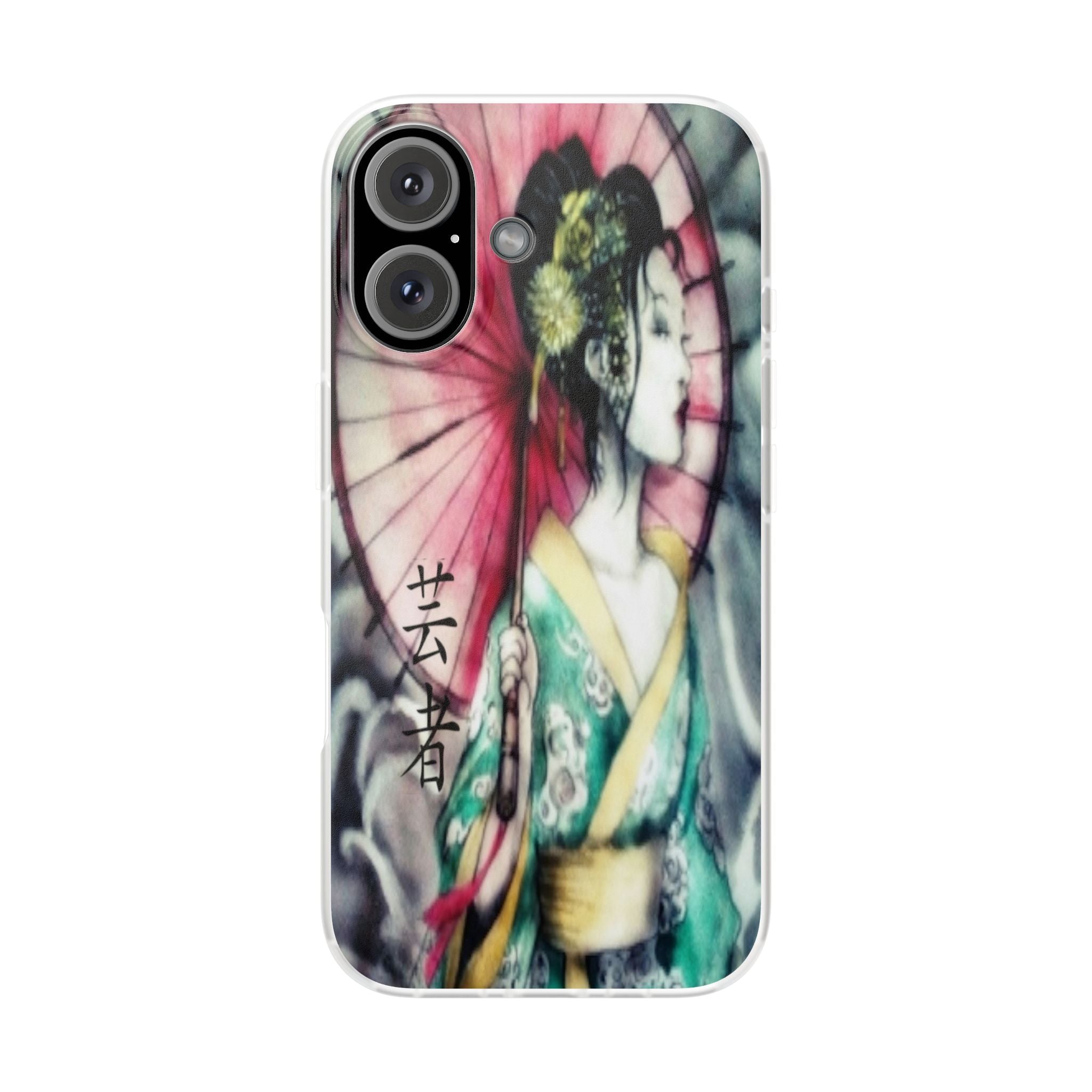 Geisha Art Phone Case — Japanese Parasol iPhone Flexi Case