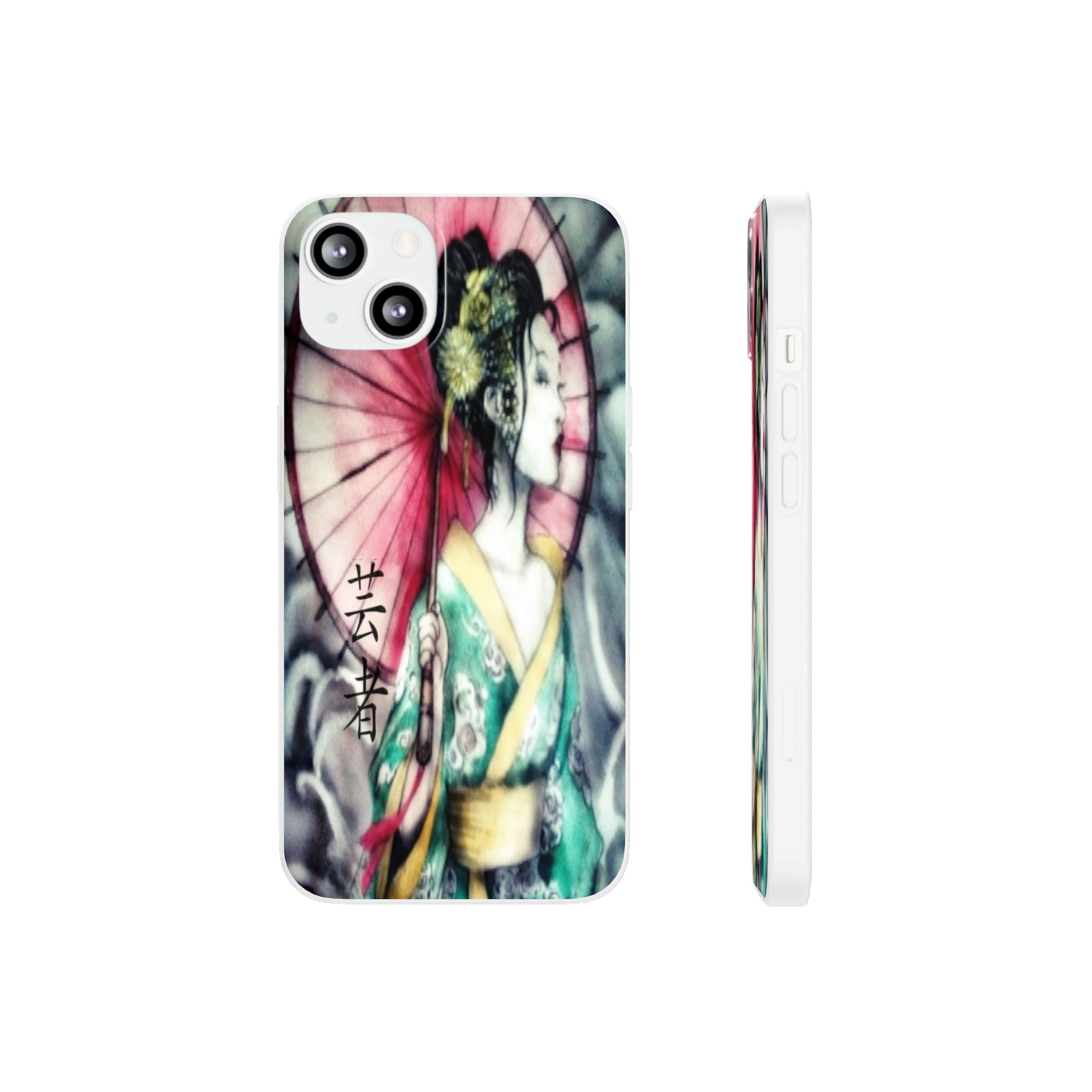 Geisha Art Phone Case — Japanese Parasol iPhone Flexi Case