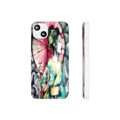 Geisha Art Phone Case — Japanese Parasol iPhone Flexi Case