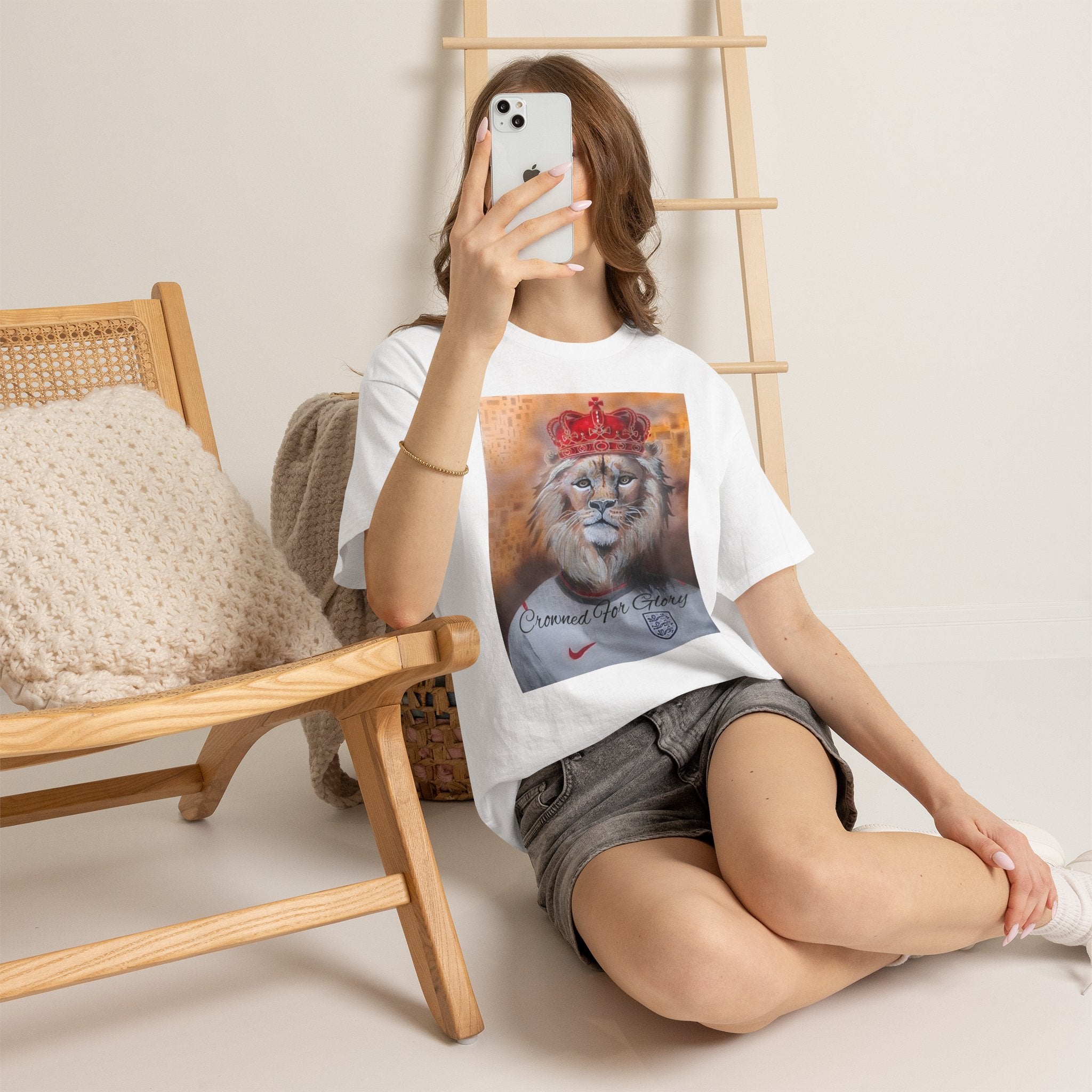 "Crowned For Glory" -England  Lion King Crown Tee Graphic T-Shirt