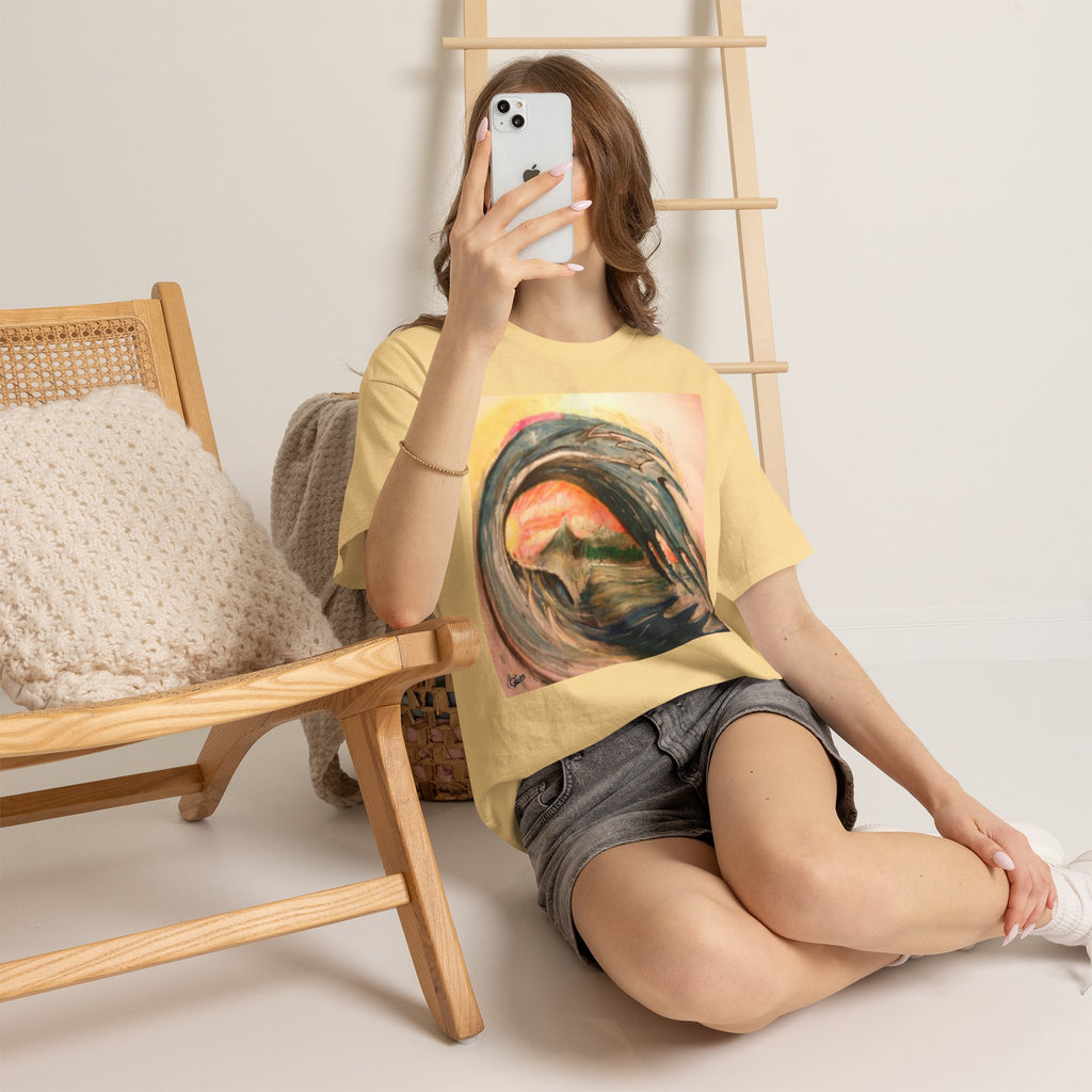 Surf Wave Art T-Shirt — Sunset Ocean Painting Tee