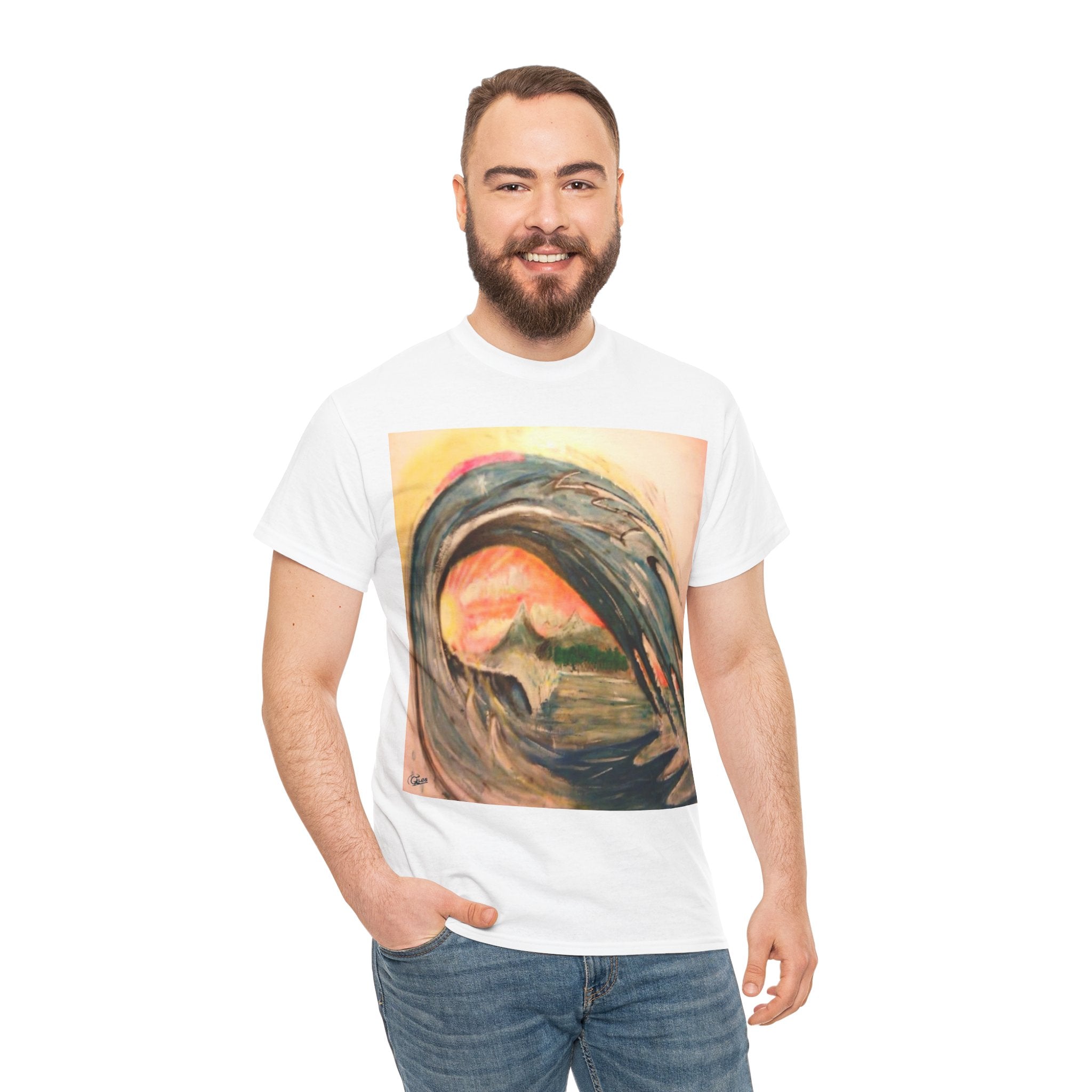 Surf Wave Art T-Shirt — Sunset Ocean Painting Tee