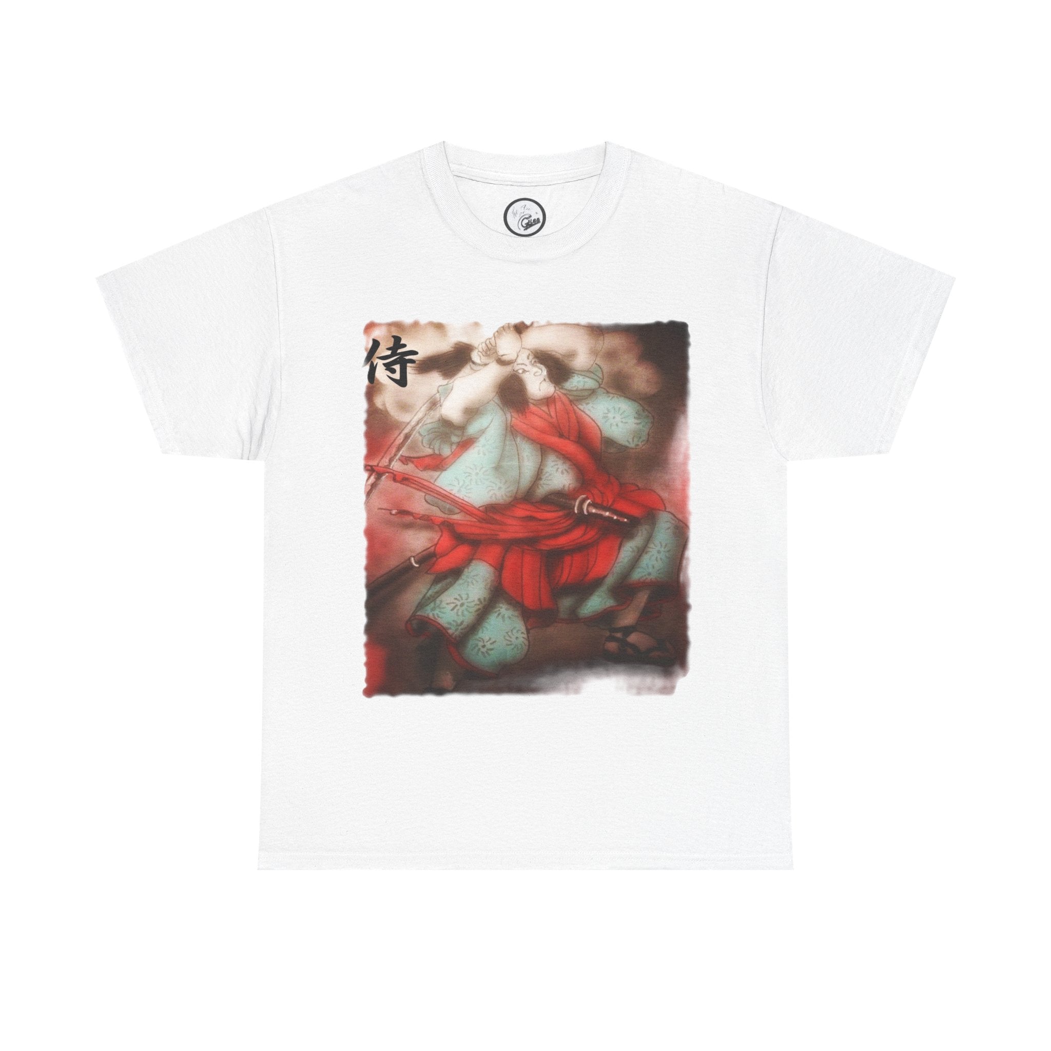 Samurai Warrior T-Shirt — Vintage Red Kimono Illustration (侍)