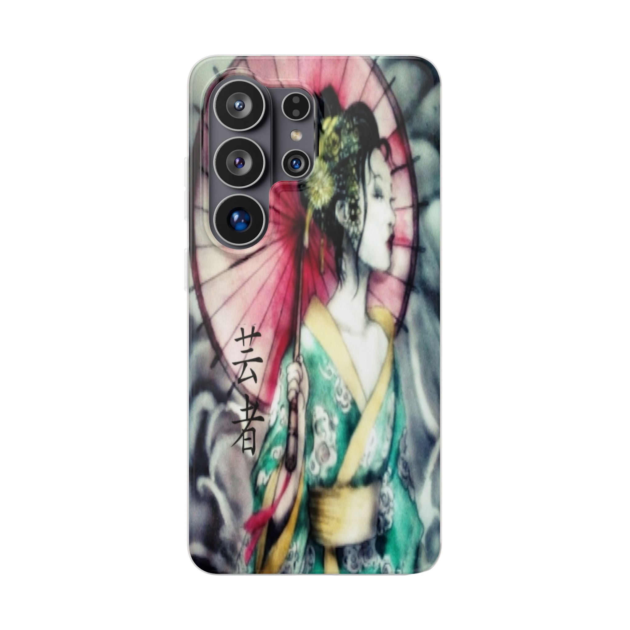 Geisha Art Phone Case — Japanese Parasol iPhone Flexi Case