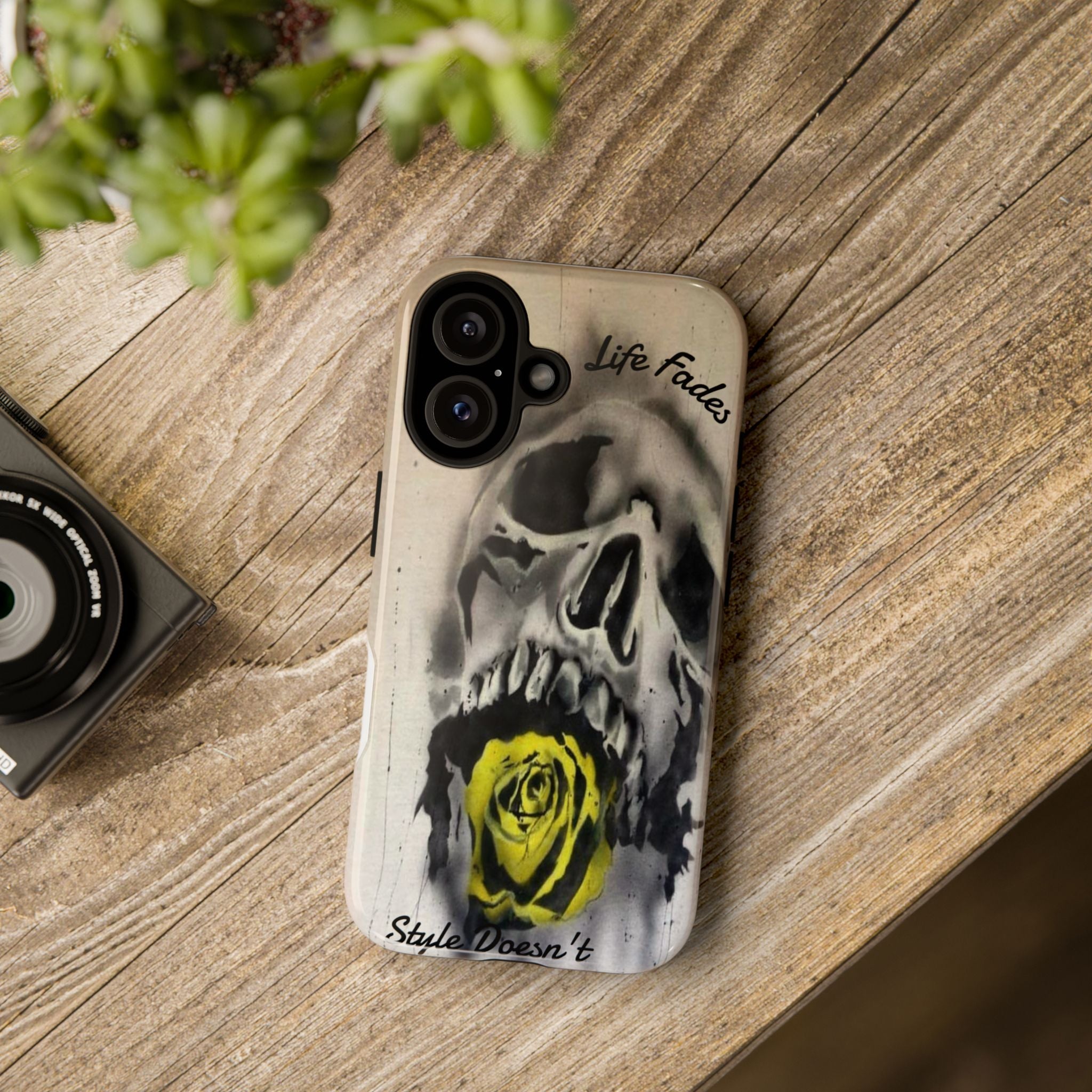Skull & Rose Tough Case — “Life Fades. Style Doesn’t.” Phone Cover