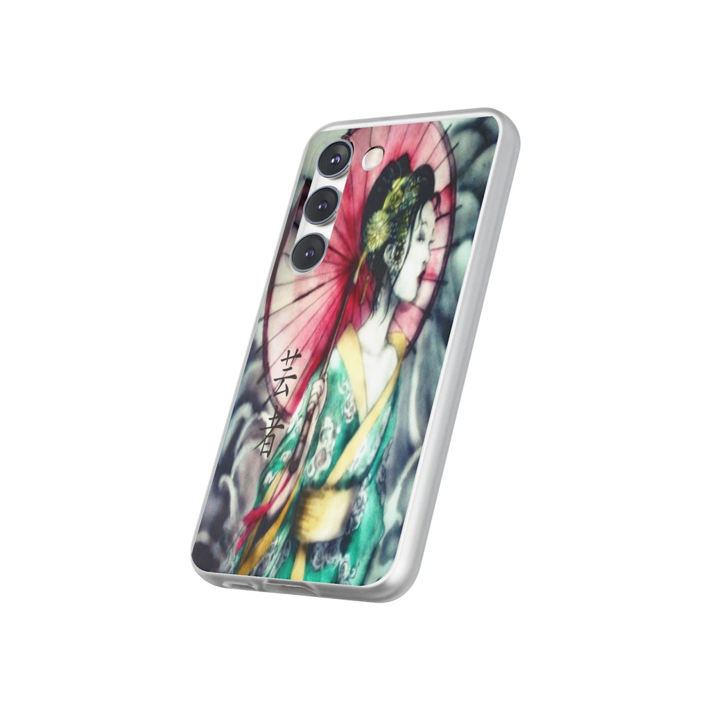 Geisha Art Phone Case — Japanese Parasol iPhone Flexi Case