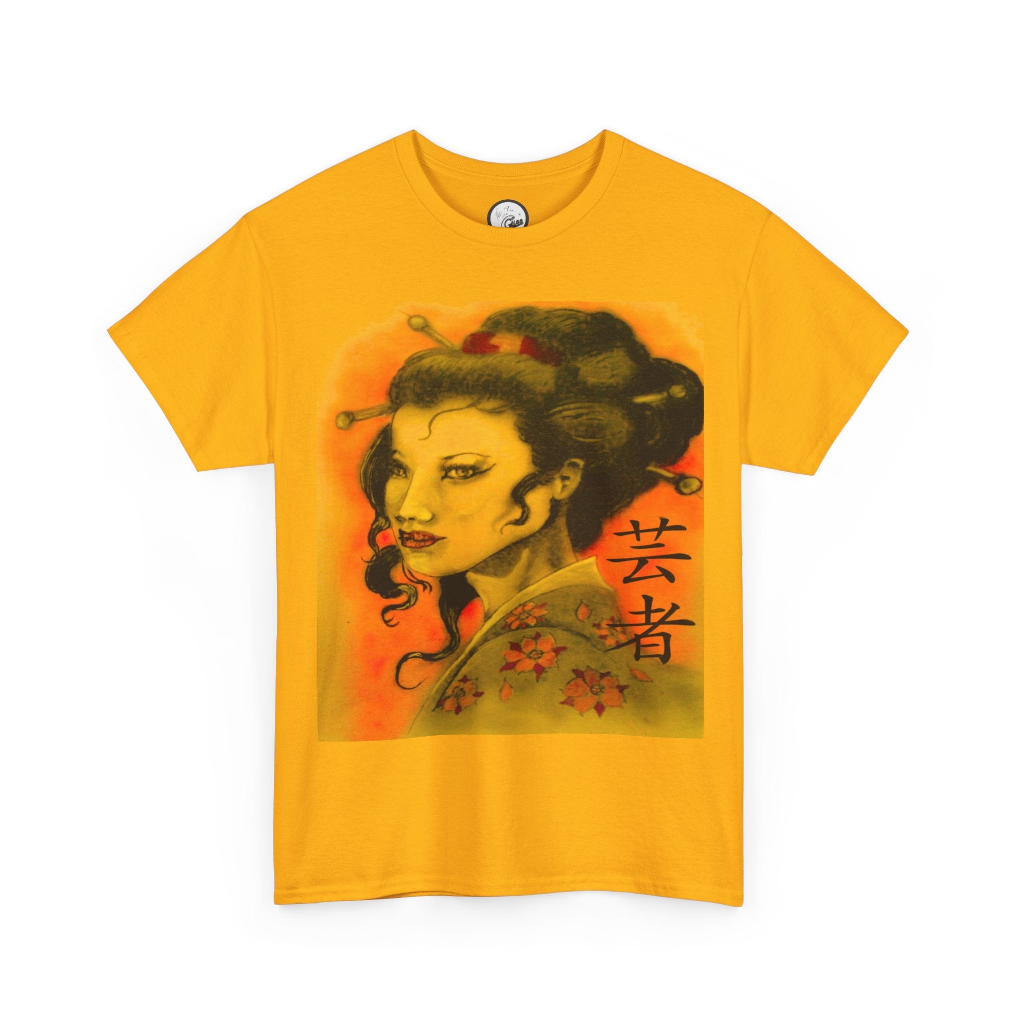 Geisha Portrait T-Shirt — Vintage Japanese Art Tee with Kanji