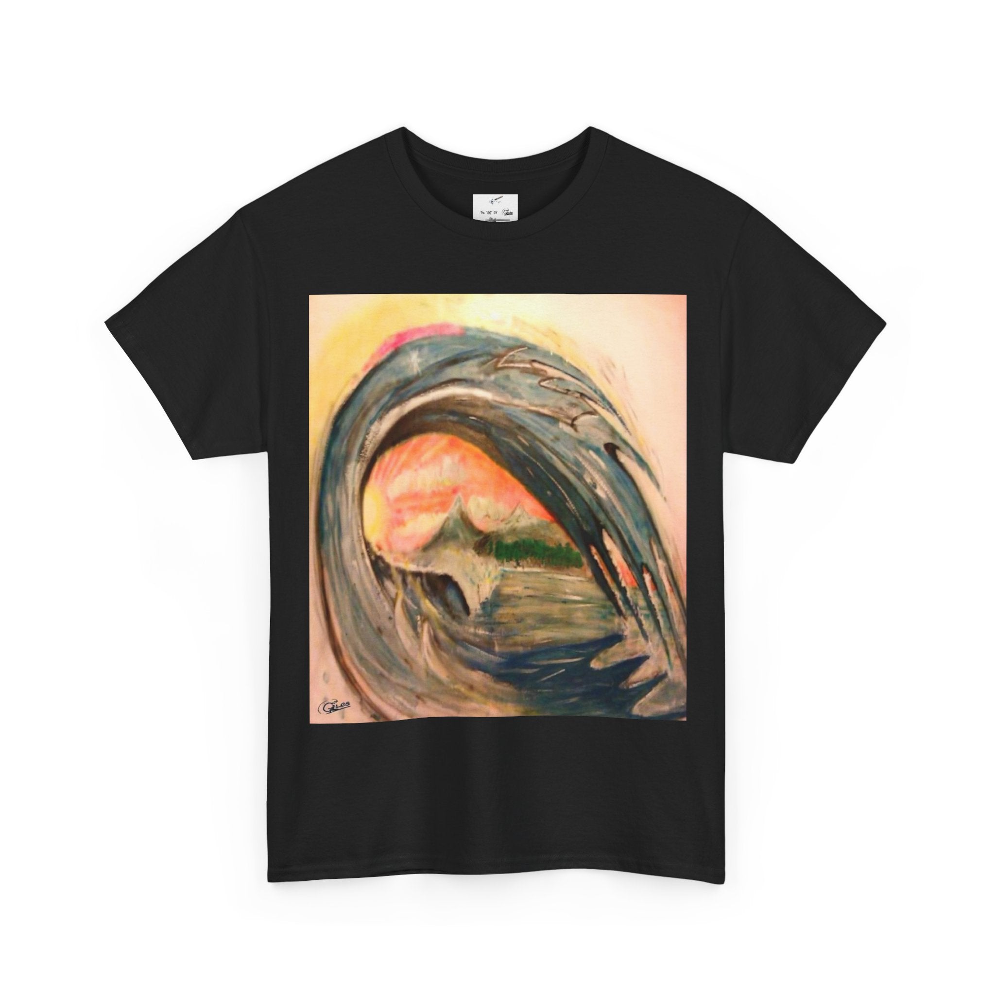 Surf Wave Art T-Shirt — Sunset Ocean Painting Tee