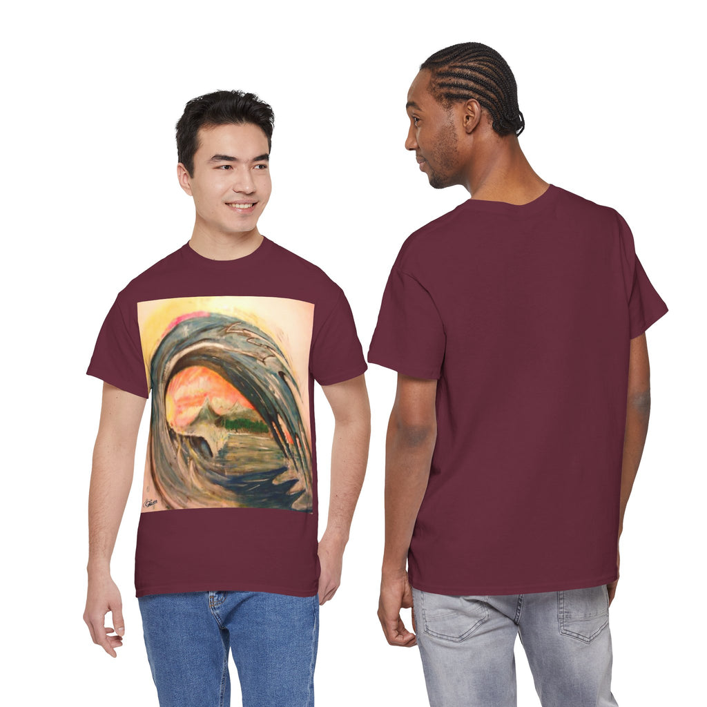 Surf Wave Art T-Shirt — Sunset Ocean Painting Tee