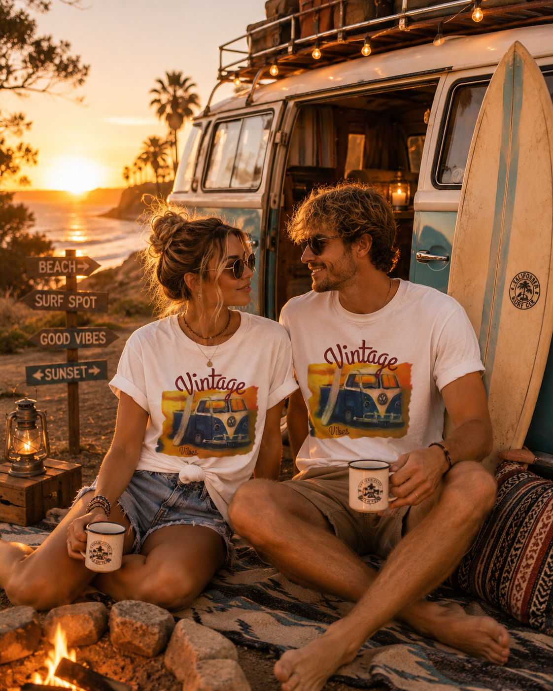 Vintage VW Camper Tee — 'Vintage' Retro Surf Van T-Shirt