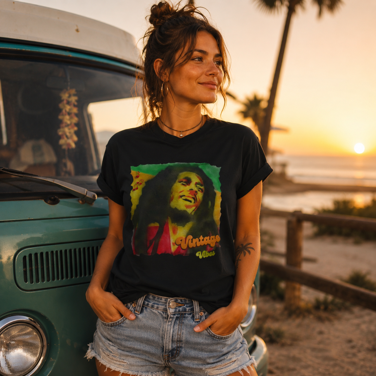 Reggae Portrait T-Shirt | Rasta Colors Graphic Tee