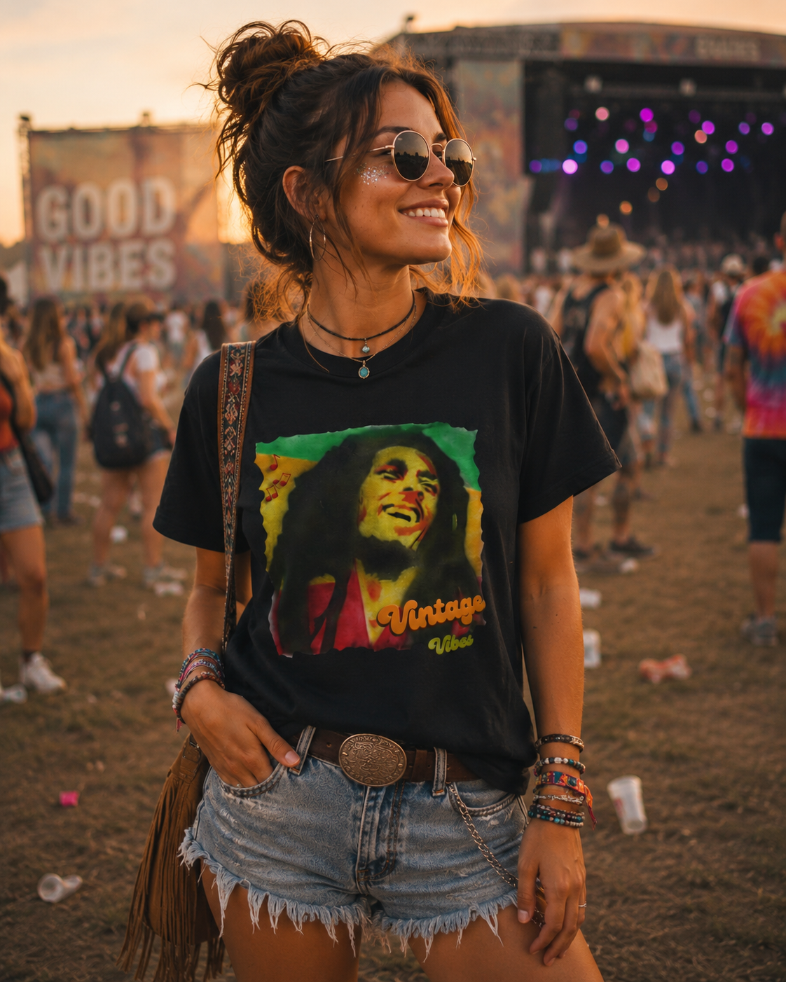 Reggae Portrait T-Shirt | Rasta Colors Graphic Tee