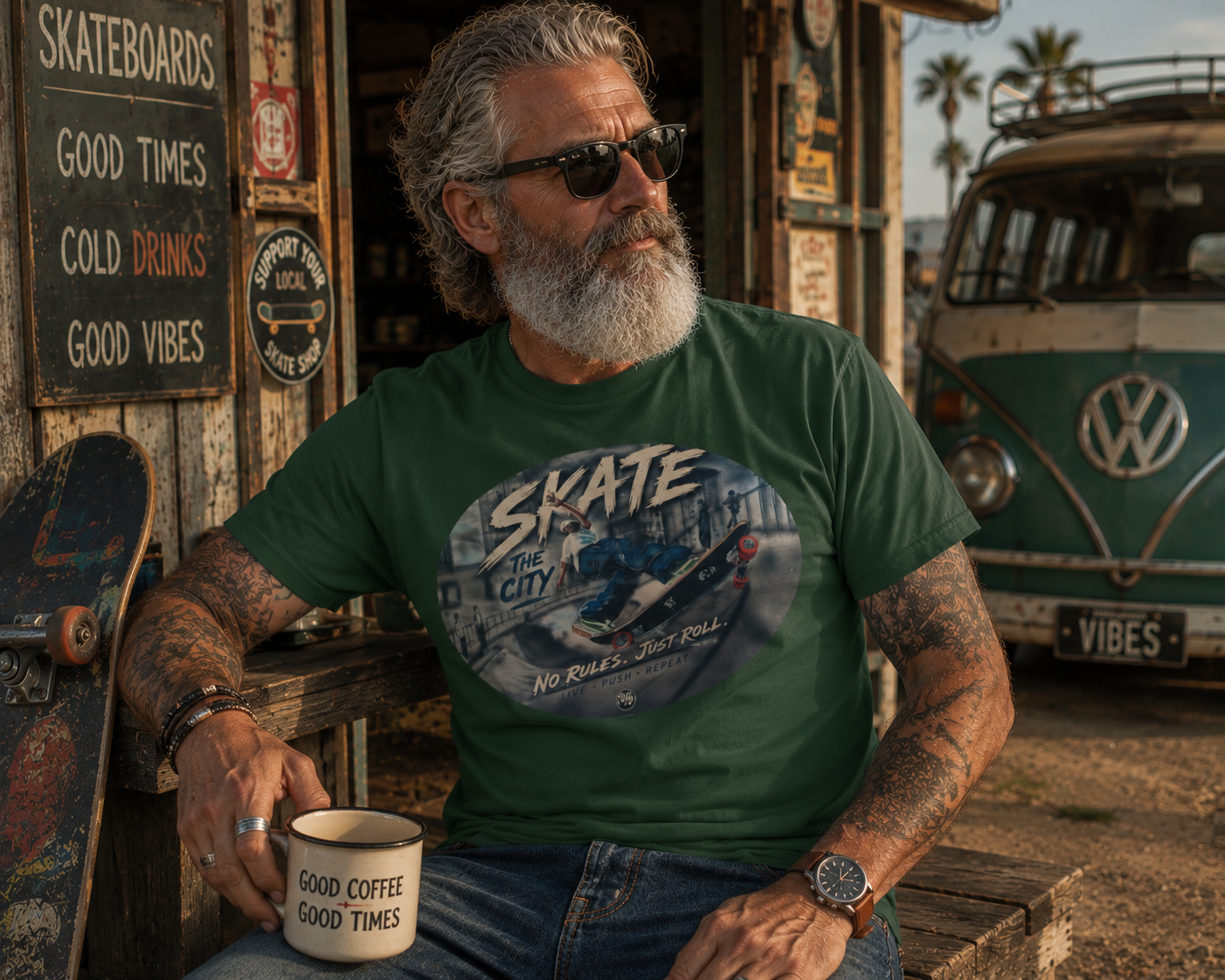 Skate the City Tee | Retro Skateboard Graphic