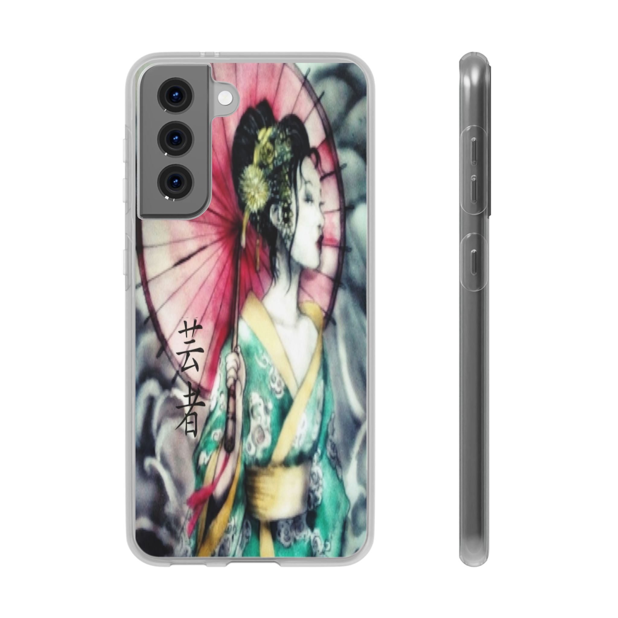 Geisha Art Phone Case — Japanese Parasol iPhone Flexi Case