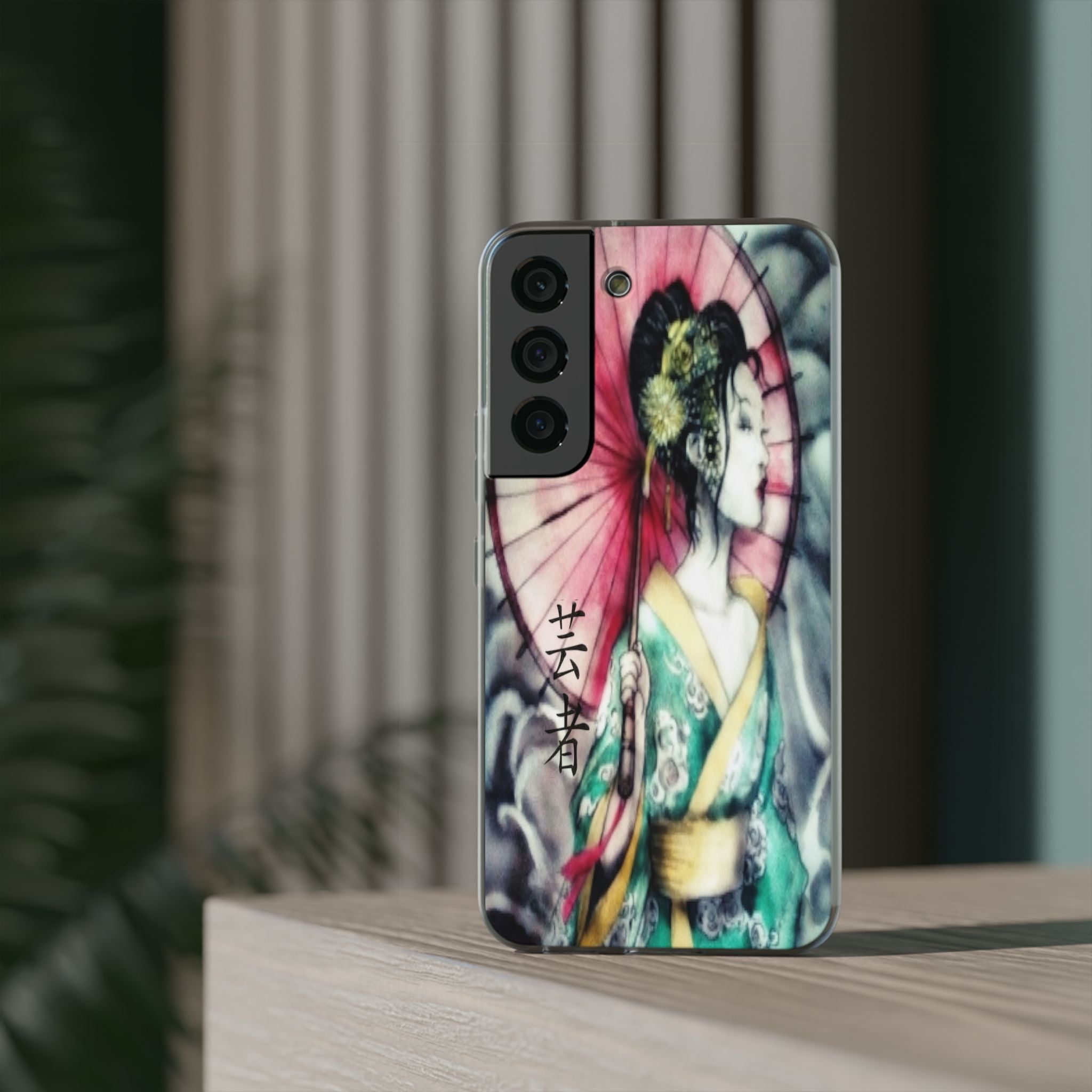 Geisha Art Phone Case — Japanese Parasol iPhone Flexi Case