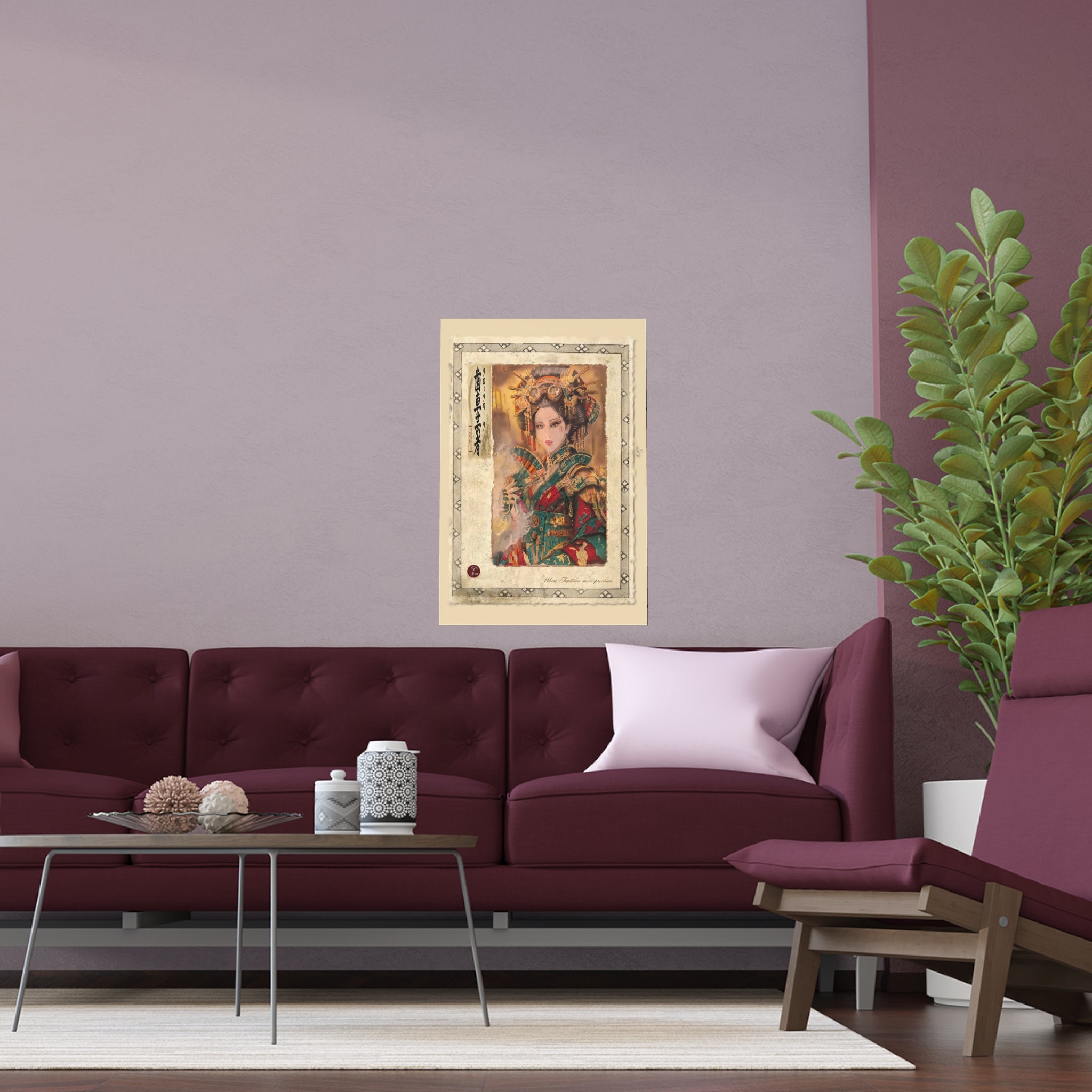 Silk Poster - Vintage Geisha Art Print for Indoor & Outdoor Decor