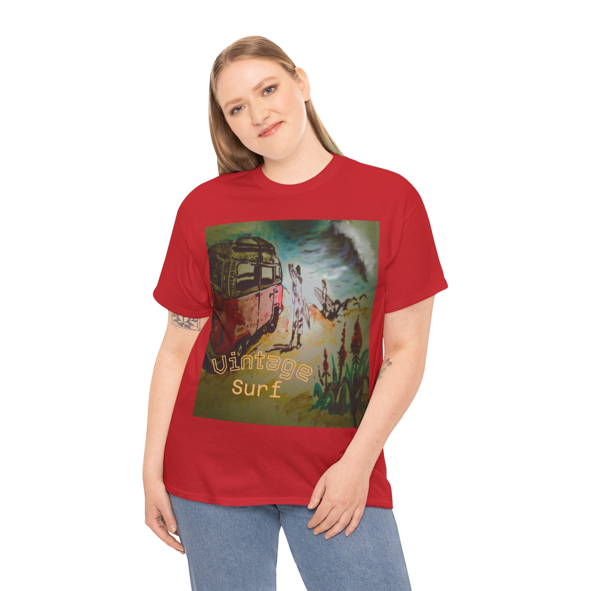 Vintage Surf T-Shirt — Retro VW Bus Beach Graphic