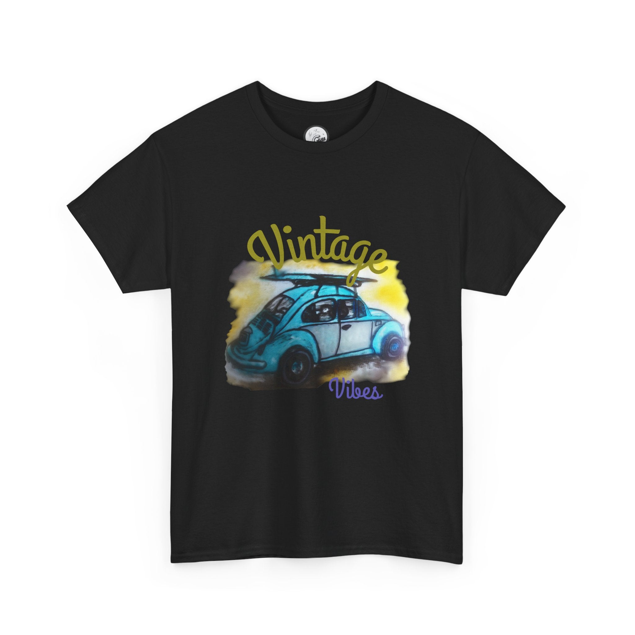 Vintage Vibes T-Shirt — Retro Blue Beetle Car Graphic Tee