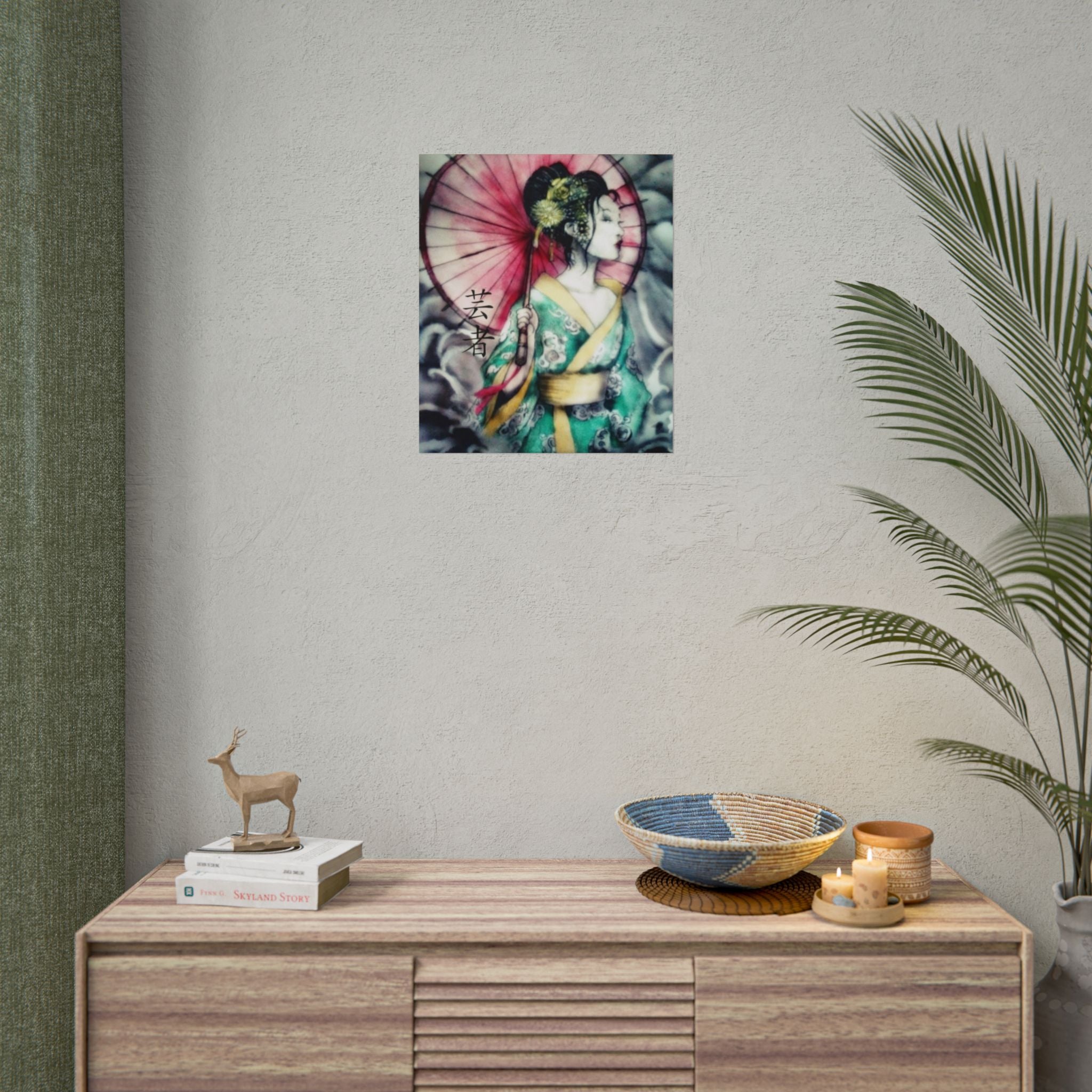Geisha Umbrella Art Poster — Japanese Geisha Wall Decor Rolled Poster