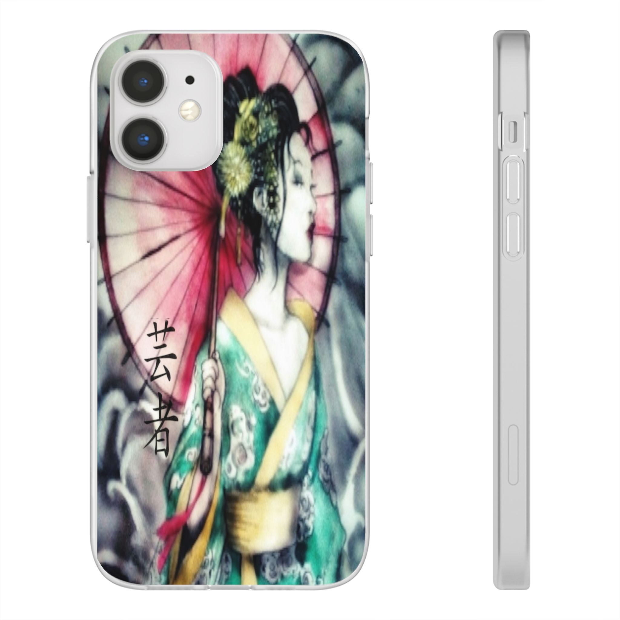 Geisha Art Phone Case — Japanese Parasol iPhone Flexi Case