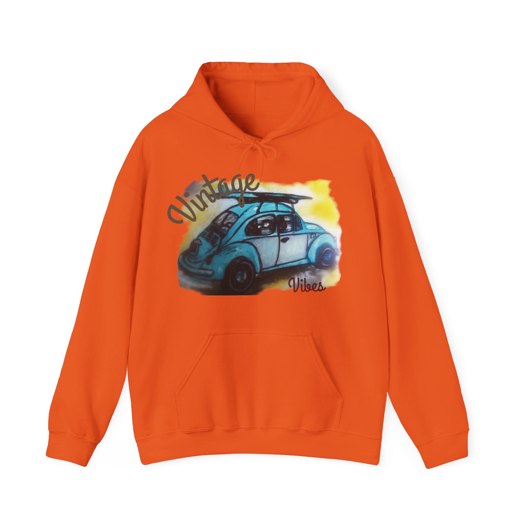 Vintage Beetle Hoodie – Retro Blue Car Graphic Sweatshirt