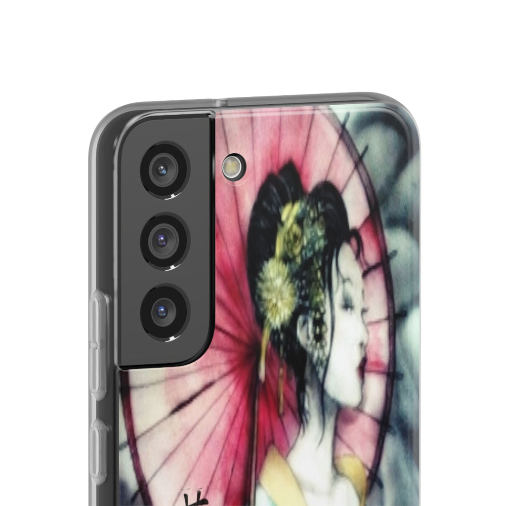 Geisha Art Phone Case — Japanese Parasol iPhone Flexi Case