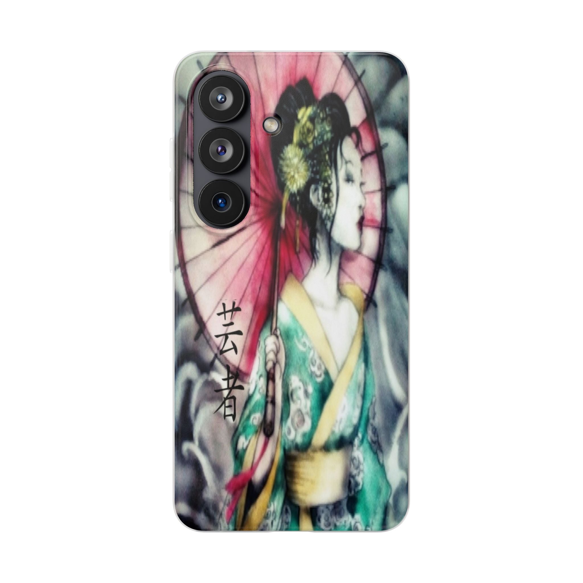 Geisha Art Phone Case — Japanese Parasol iPhone Flexi Case