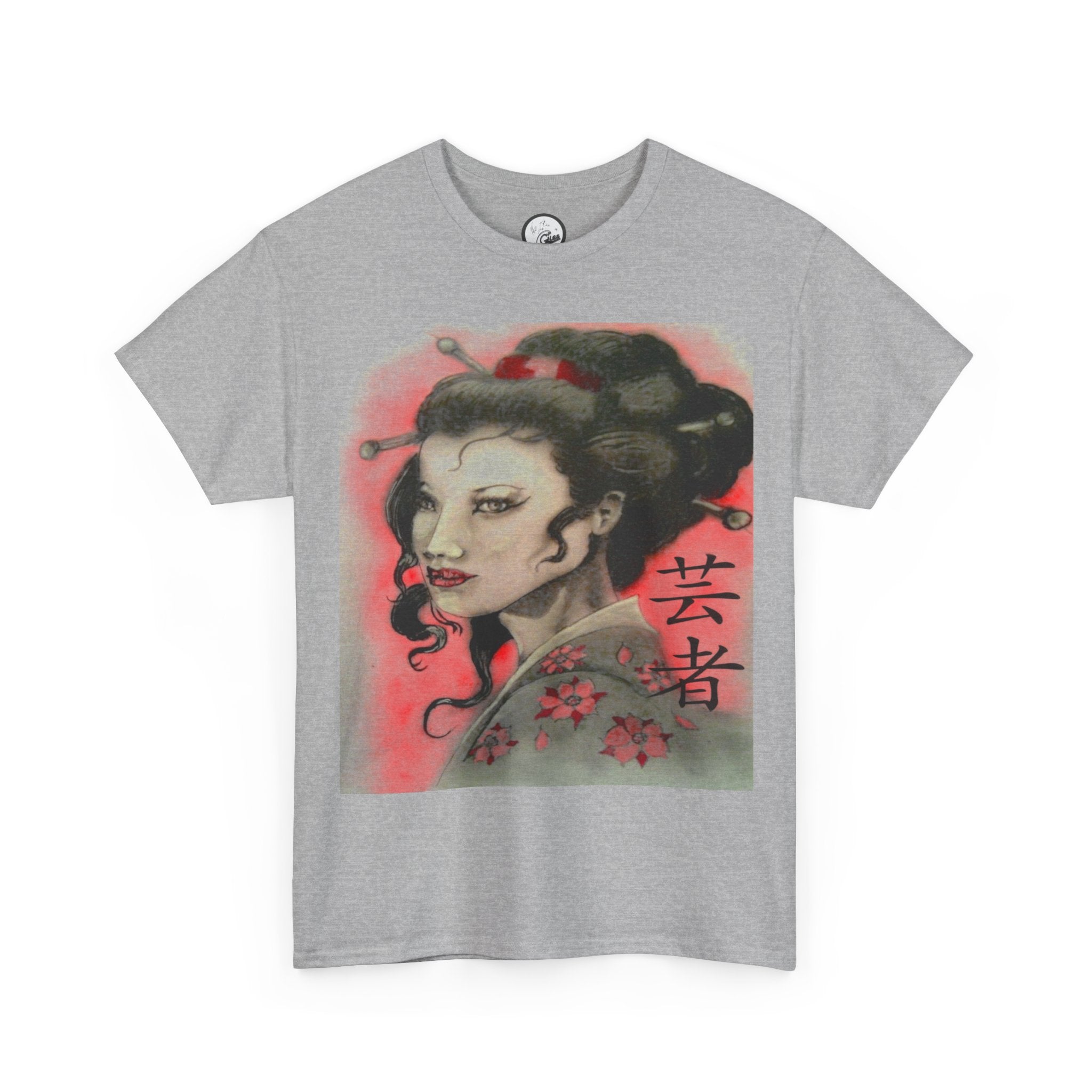Geisha Portrait T-Shirt — Vintage Japanese Art Tee with Kanji
