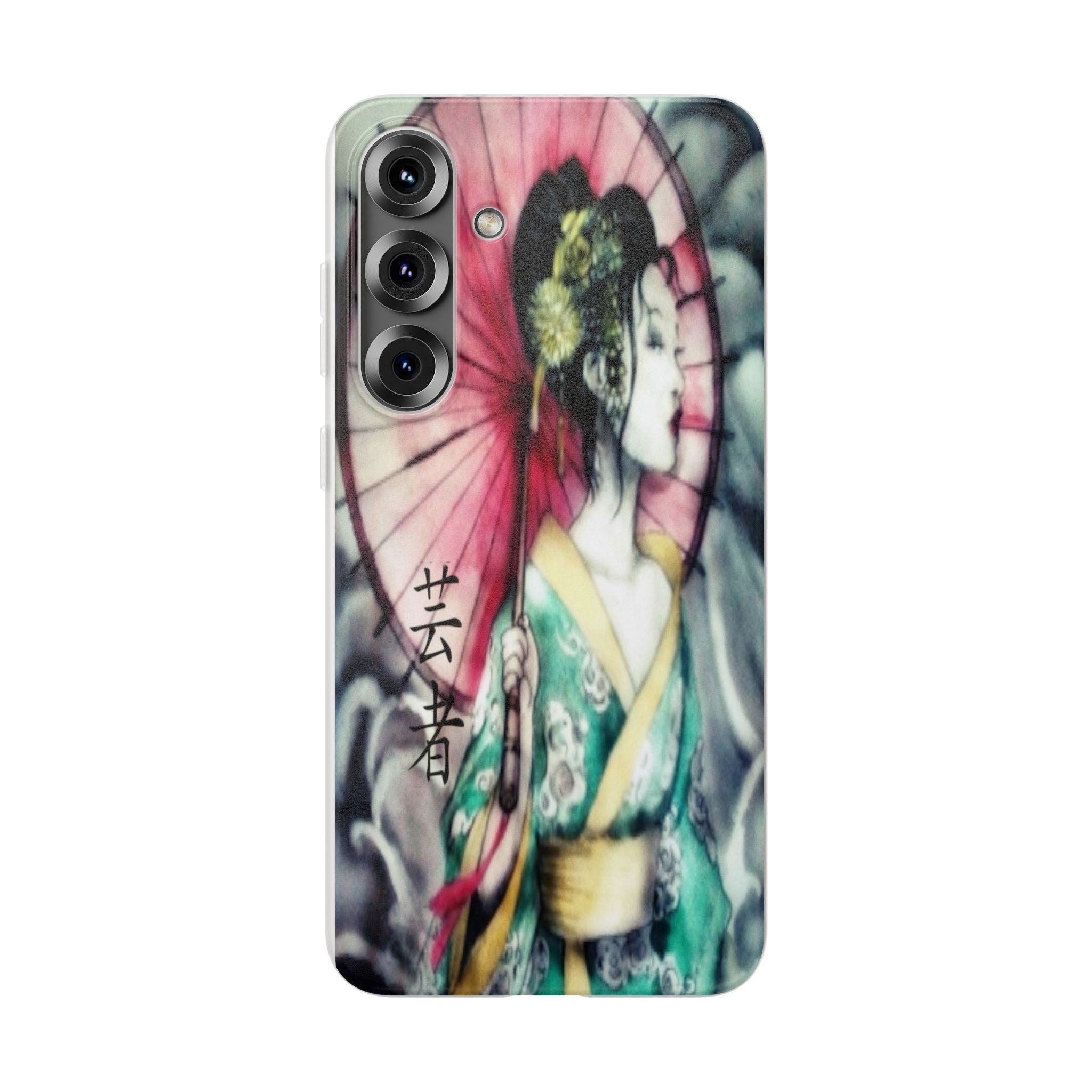 Geisha Art Phone Case — Japanese Parasol iPhone Flexi Case